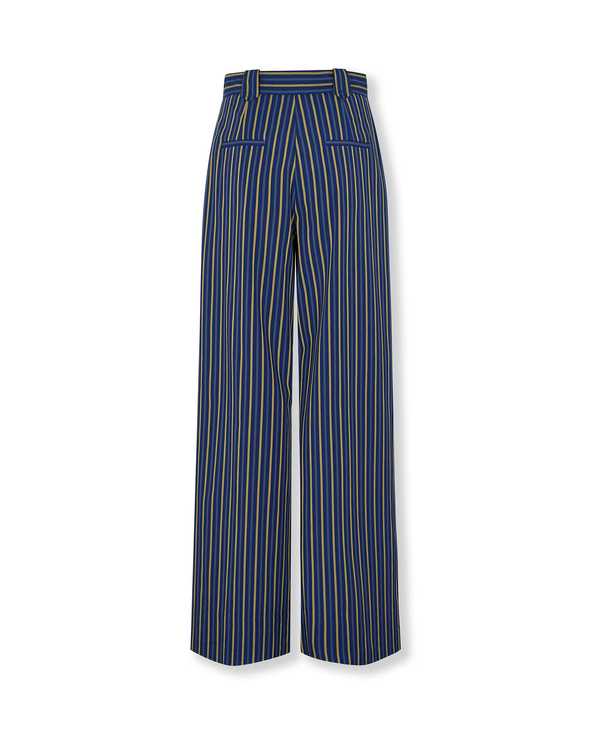 DARIA | Blue Striped Cotton Wide Leg Trousers - Image 6