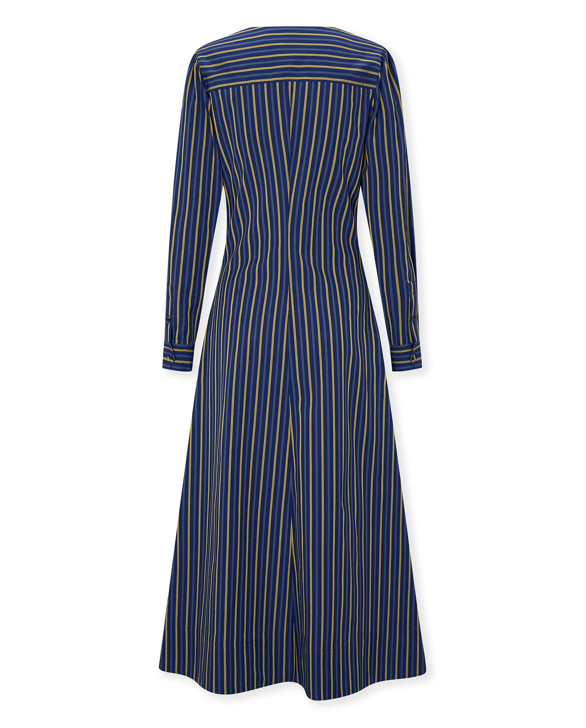 DARIA | Blue and yellow striped midi dress - Image 7