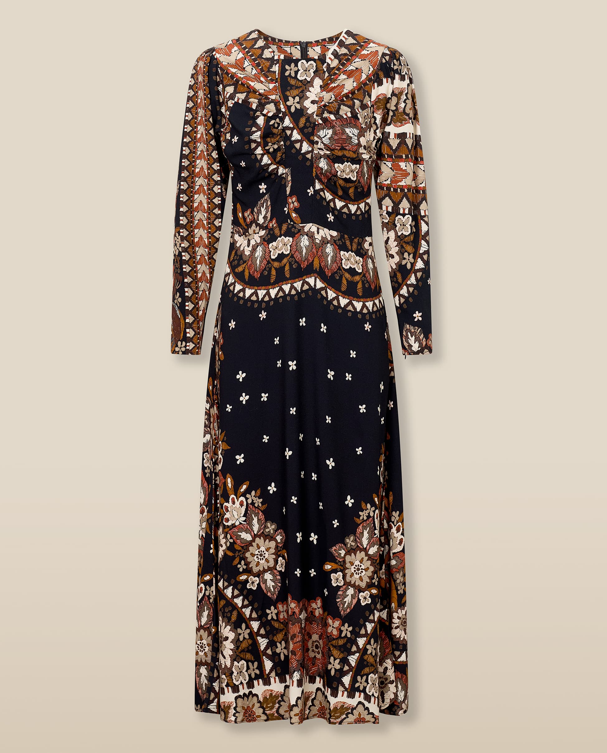 DELPHINE | Black Paisley Floral Print Midi Dress - Image 7
