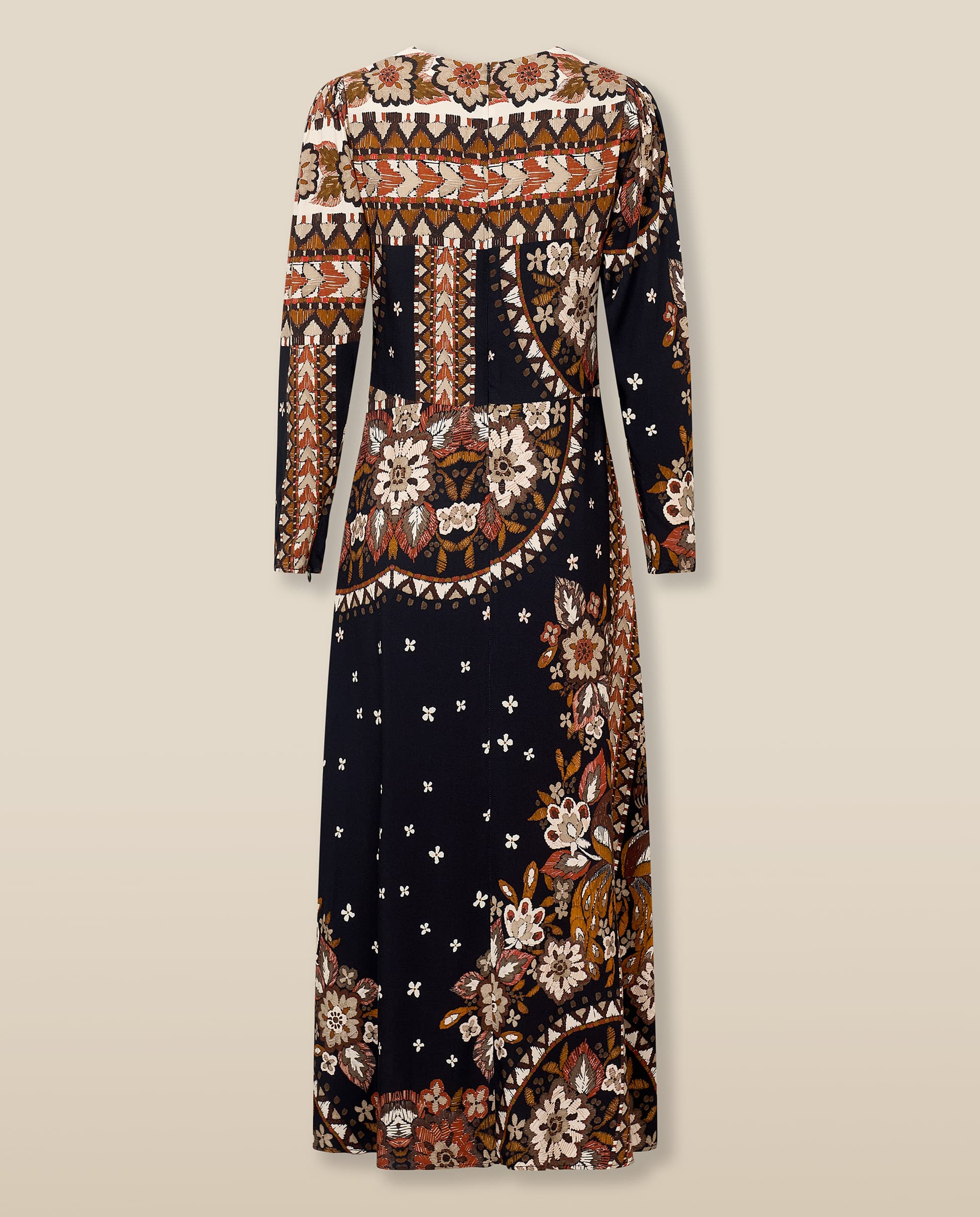 DELPHINE | Black Paisley Floral Print Midi Dress - Image 8