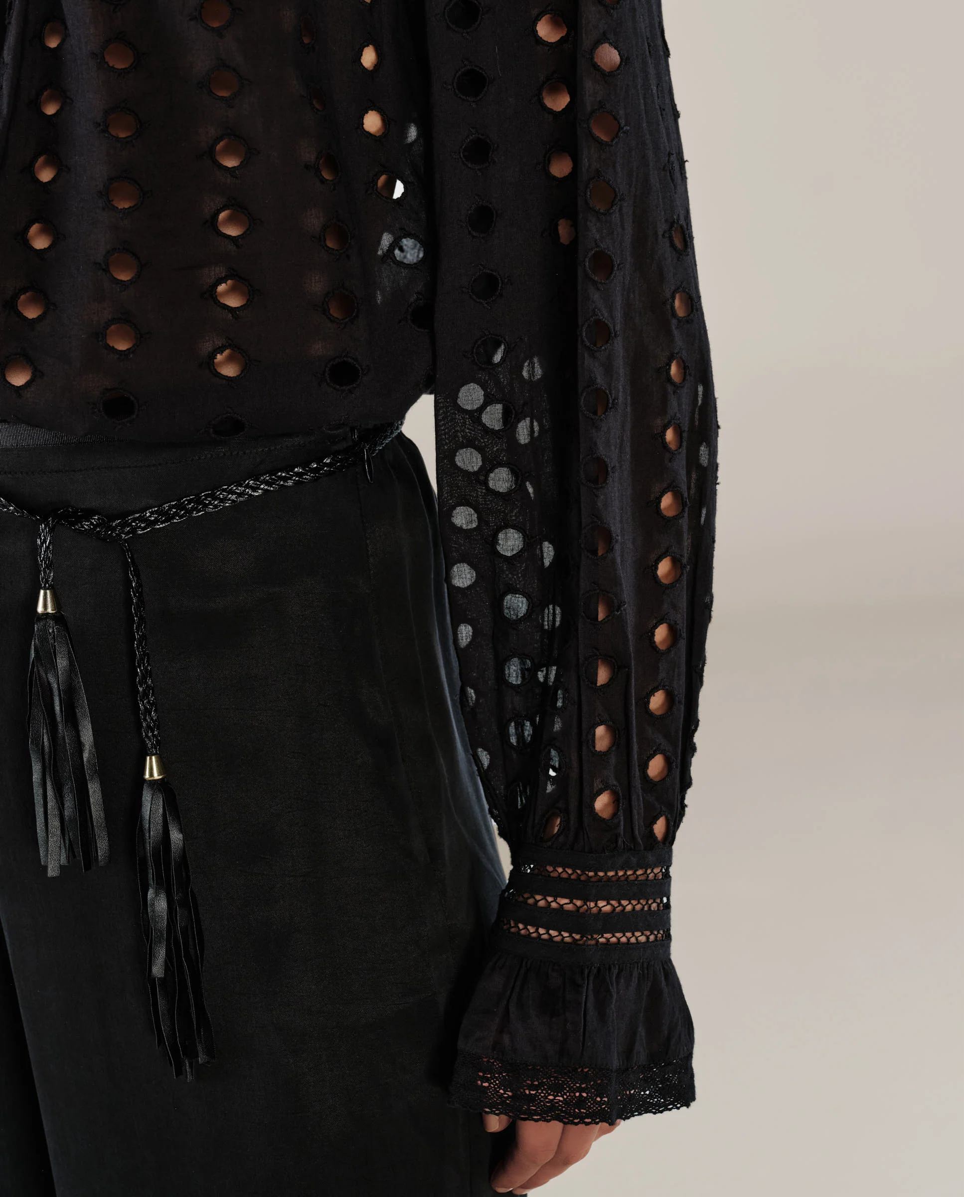 DOLKAR | Black Broderie Anglaise Cotton Blouse - Image 4
