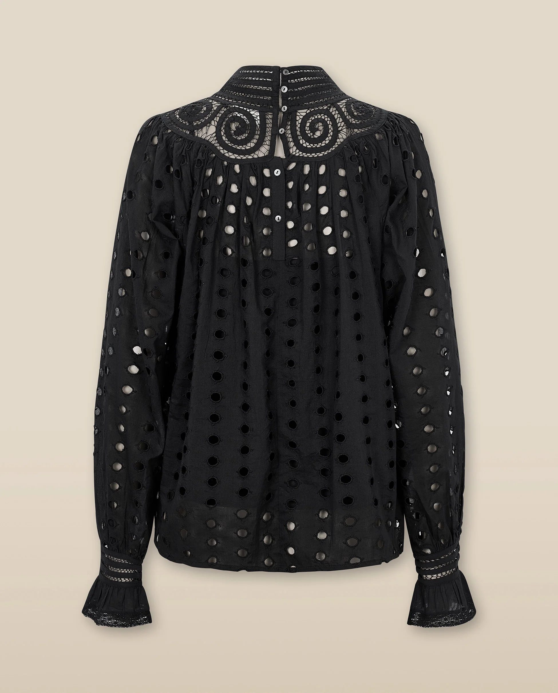 DOLKAR | Black Broderie Anglaise Cotton Blouse - Image 7