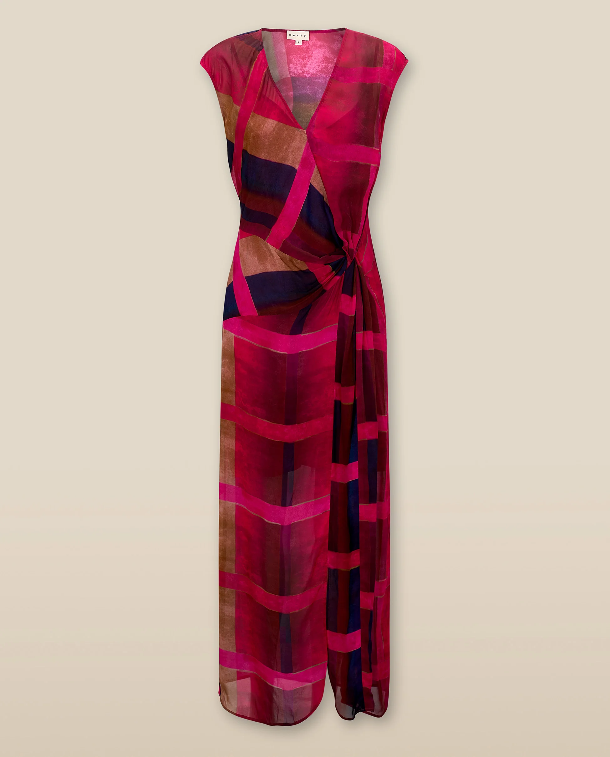 DOROTHEA | Fuchsia Pink Twist Midi Dress - Image 5