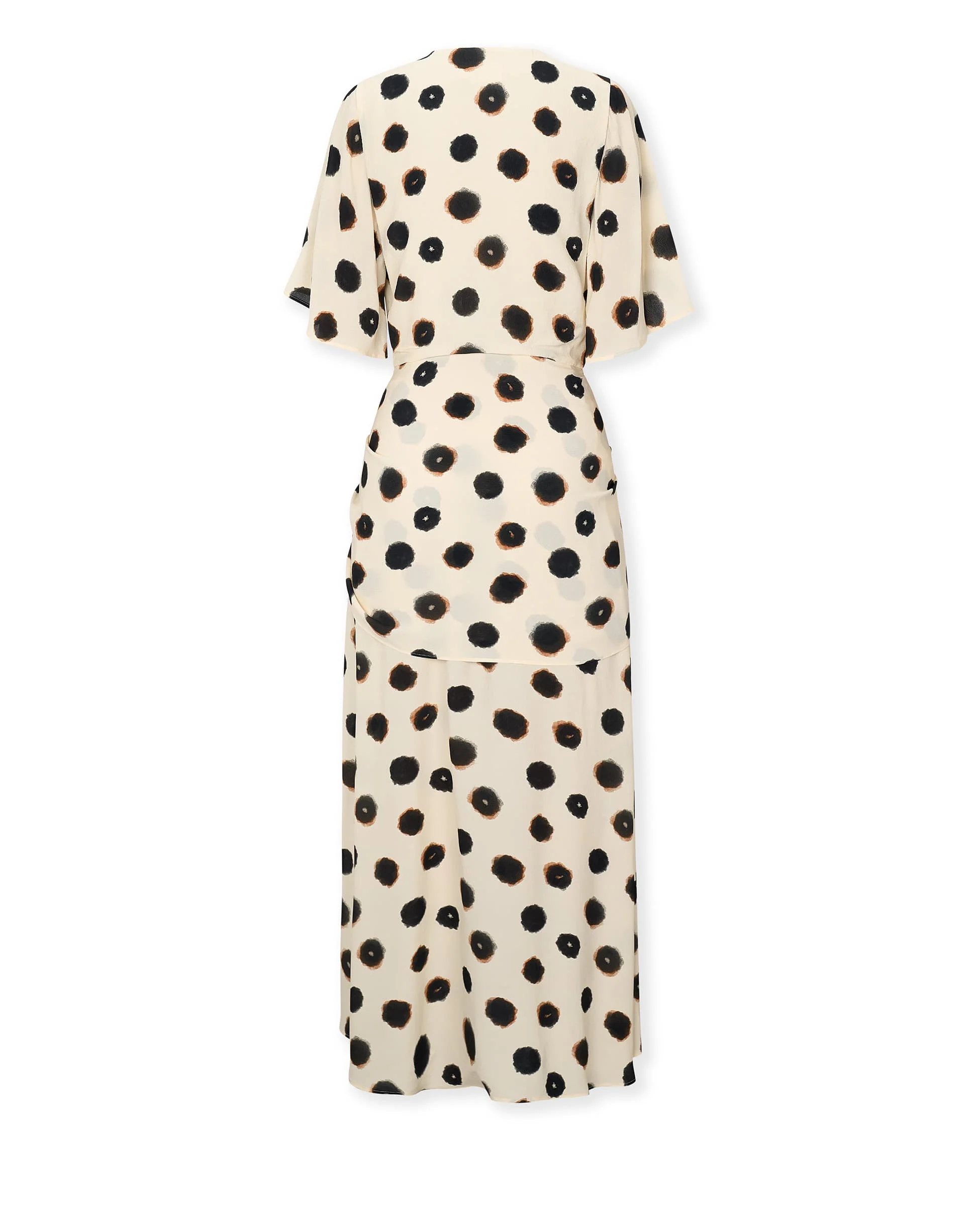 DOTTY | Ecru Ink Spot Wrap Long Dress - Image 7