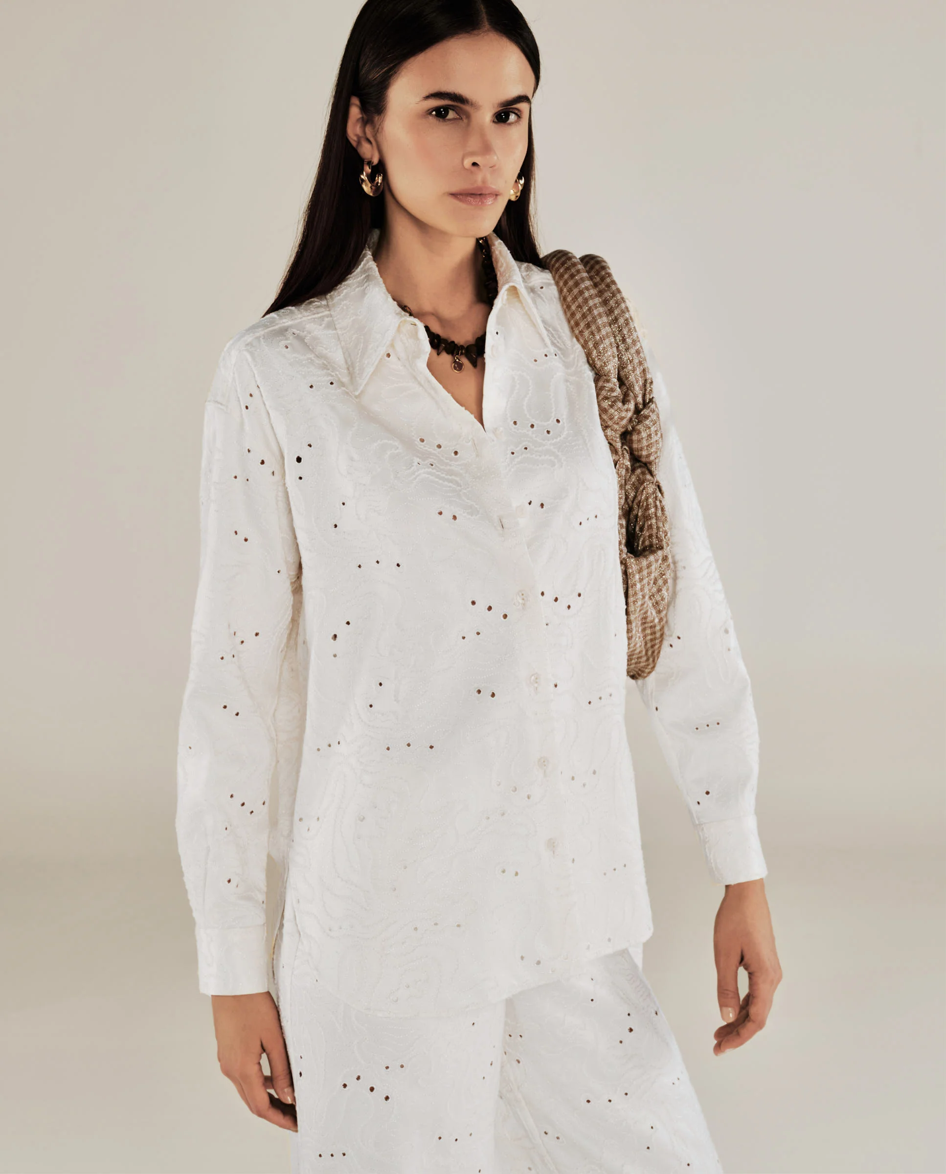 ELODIE | Cream Broderie Anglaise Shirt - Image 2