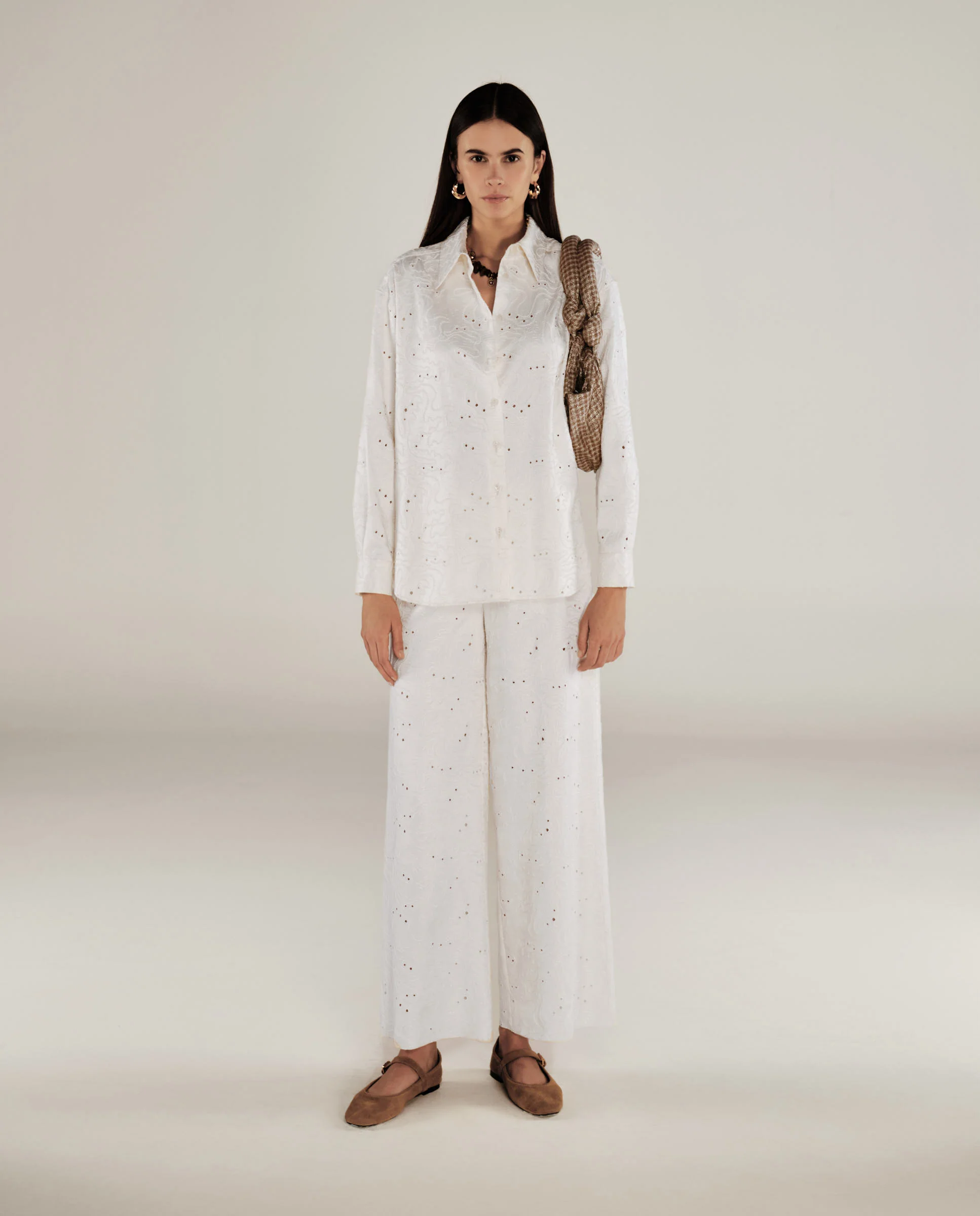 ELODIE | Cream Broderie Anglaise Shirt - Image 3