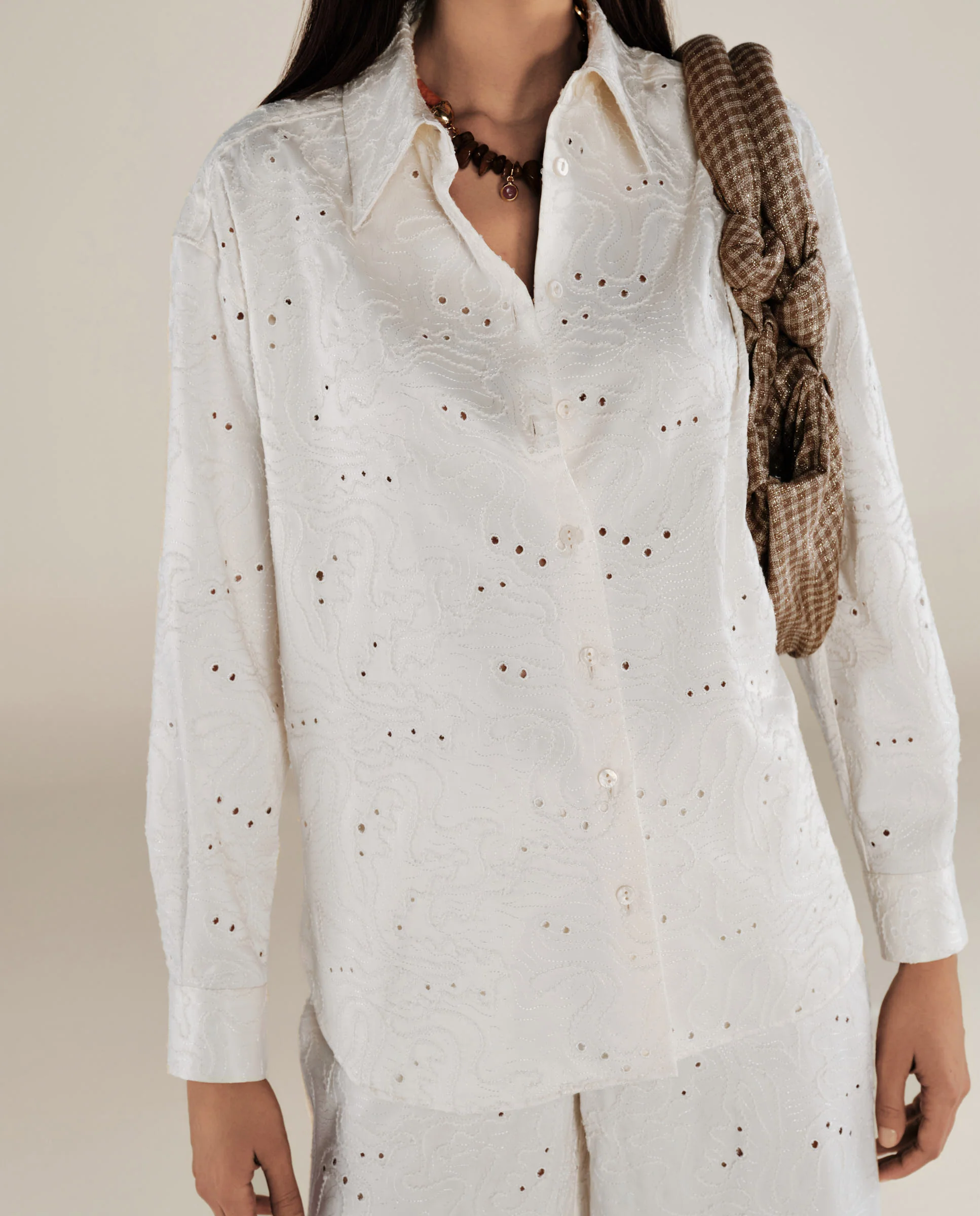 ELODIE | Cream Broderie Anglaise Shirt - Image 4