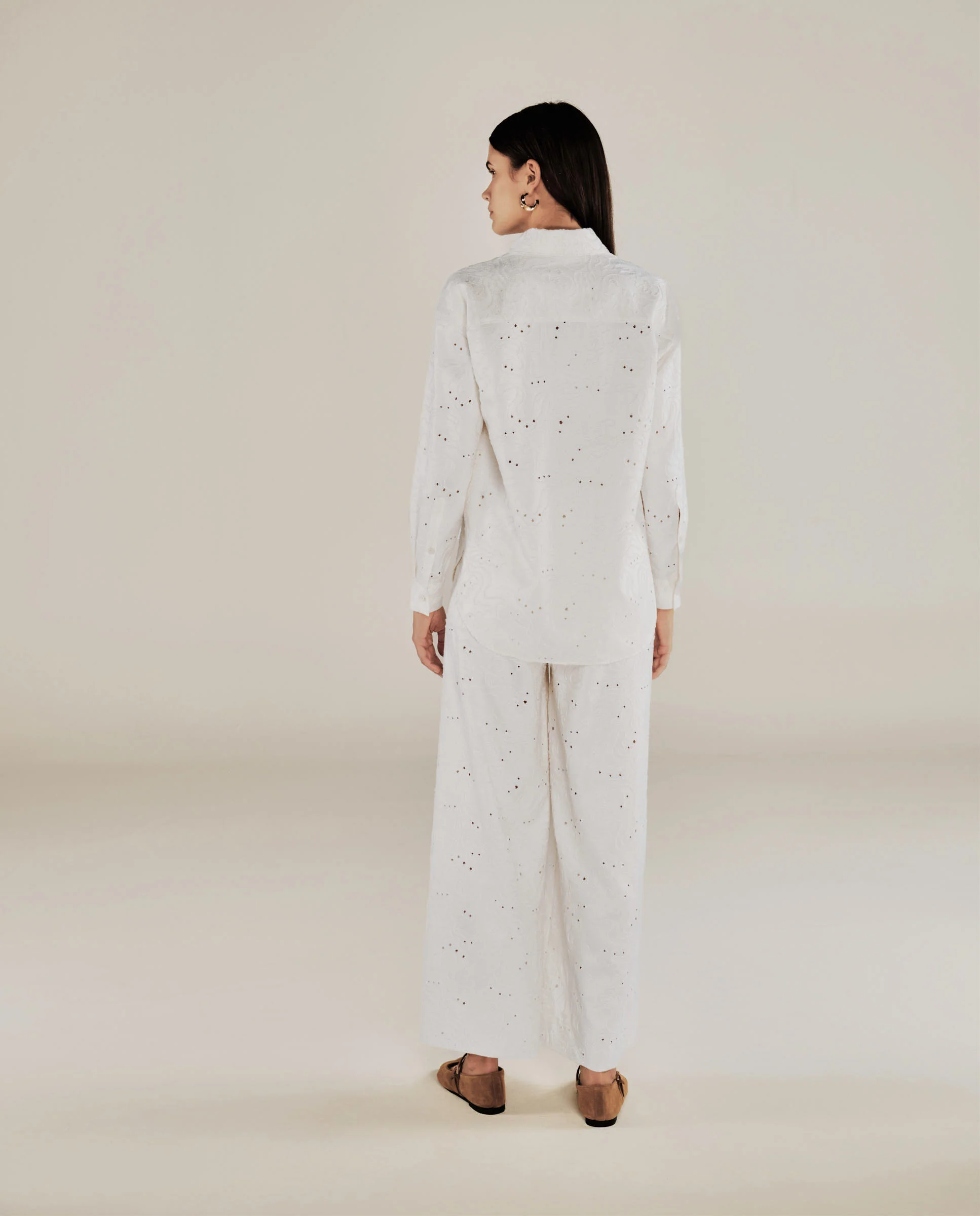 ELODIE | Cream Broderie Anglaise Shirt - Image 5