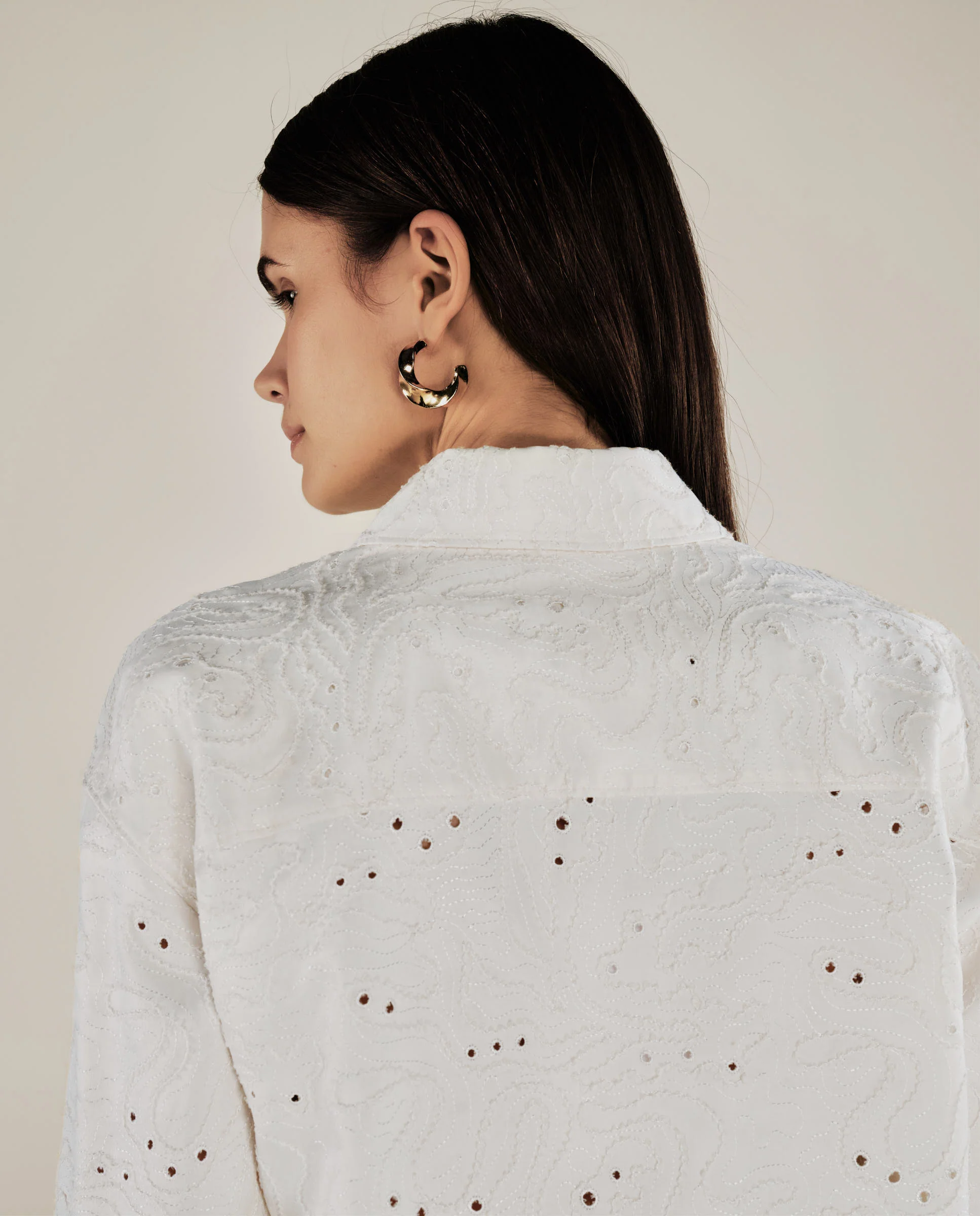 ELODIE | Cream Broderie Anglaise Shirt - Image 6