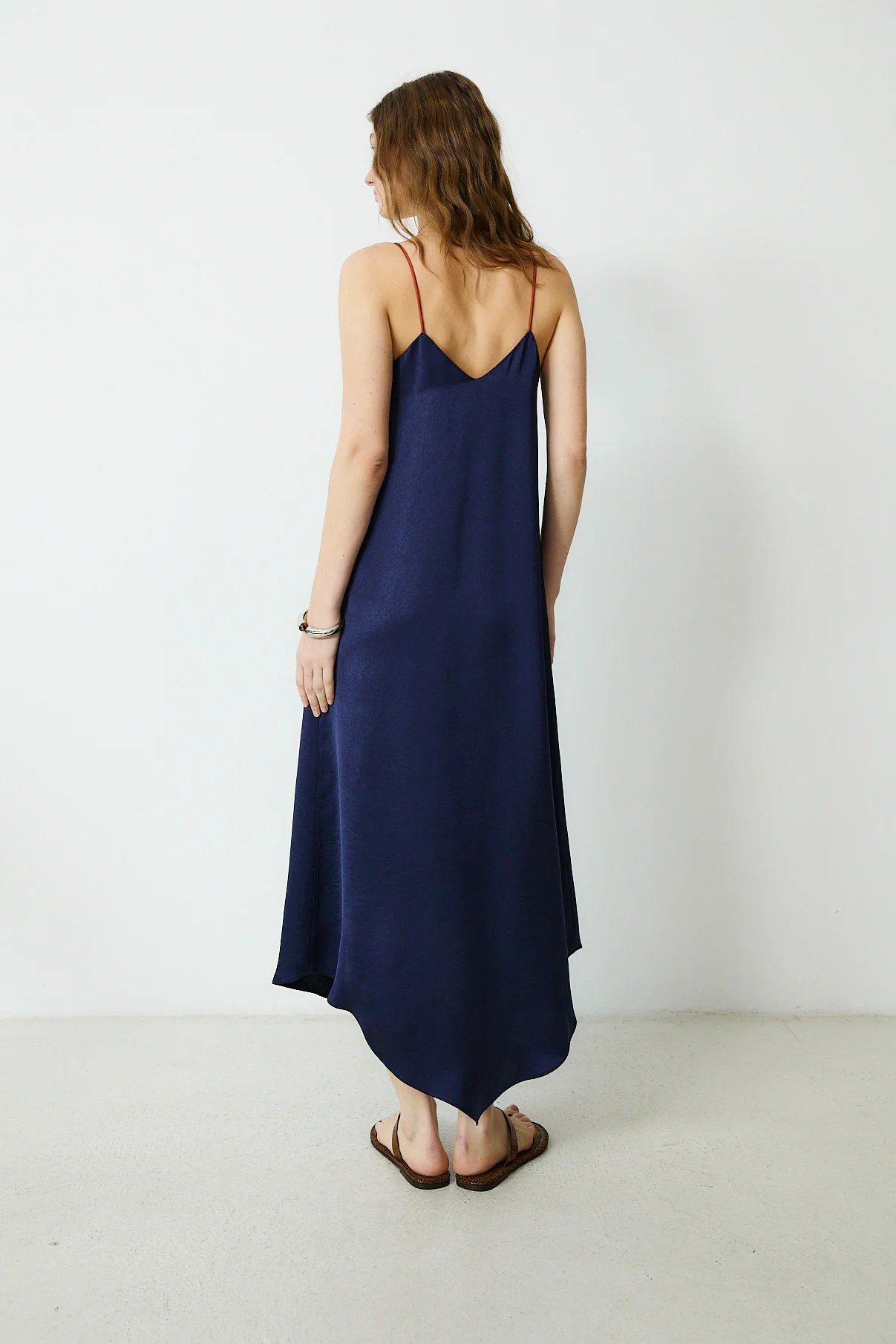 ELSIE | Navy Asymmetric Midi Dress - Image 4