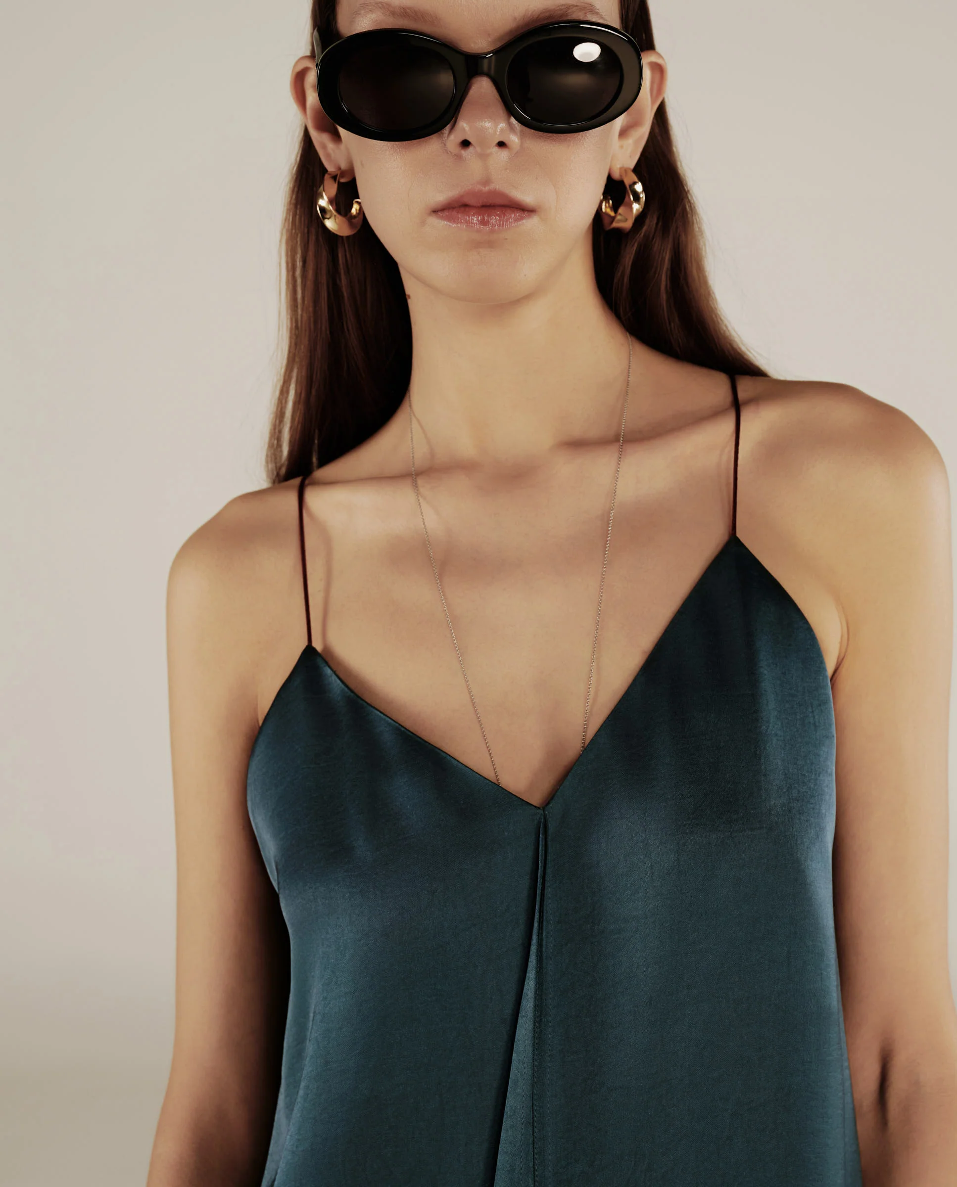 ELSIE | Peacock Green Satin Strap Midi Dress - Image 4