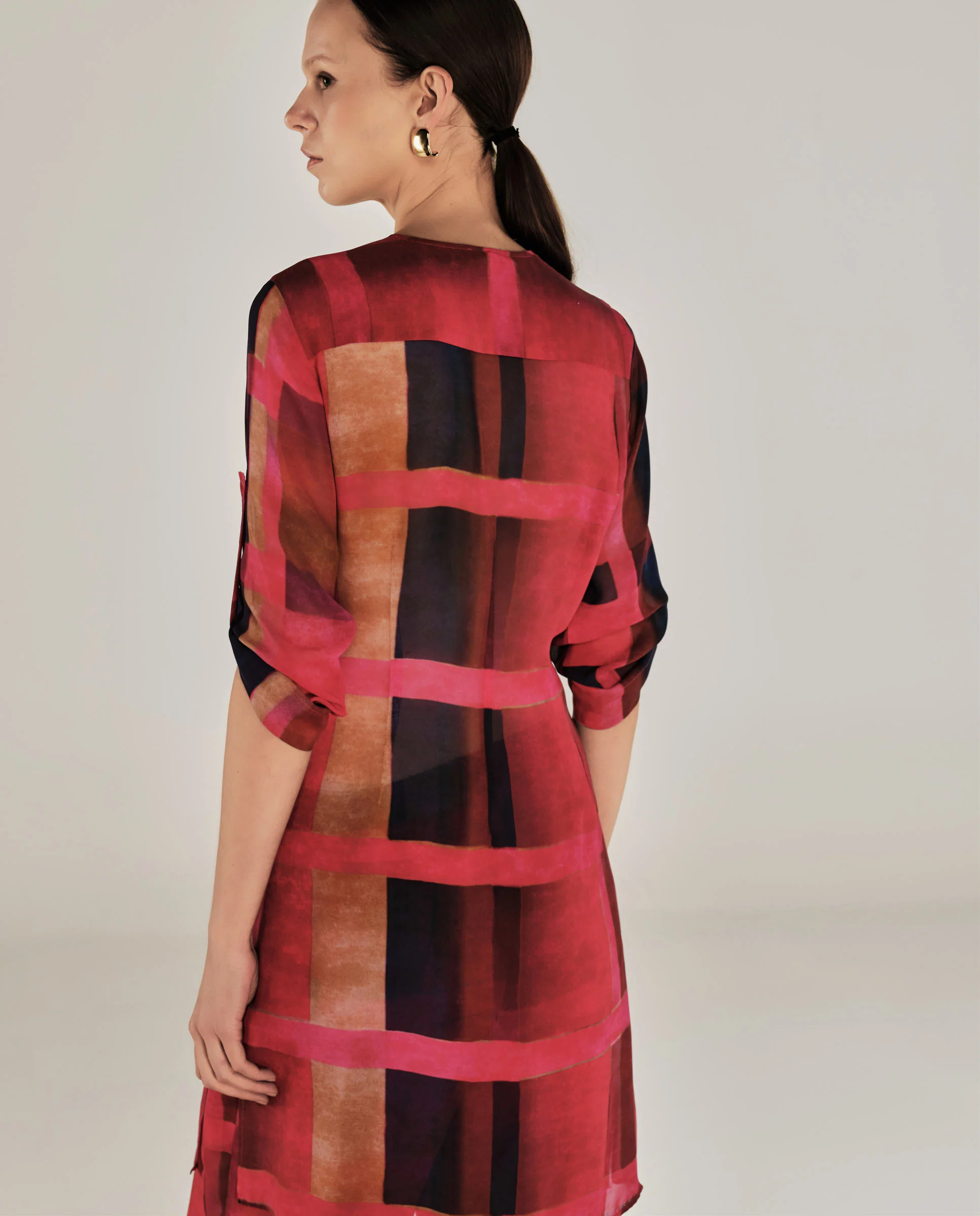 ESHANA | Fuchsia Pink Long Gathered Blouse - Image 6