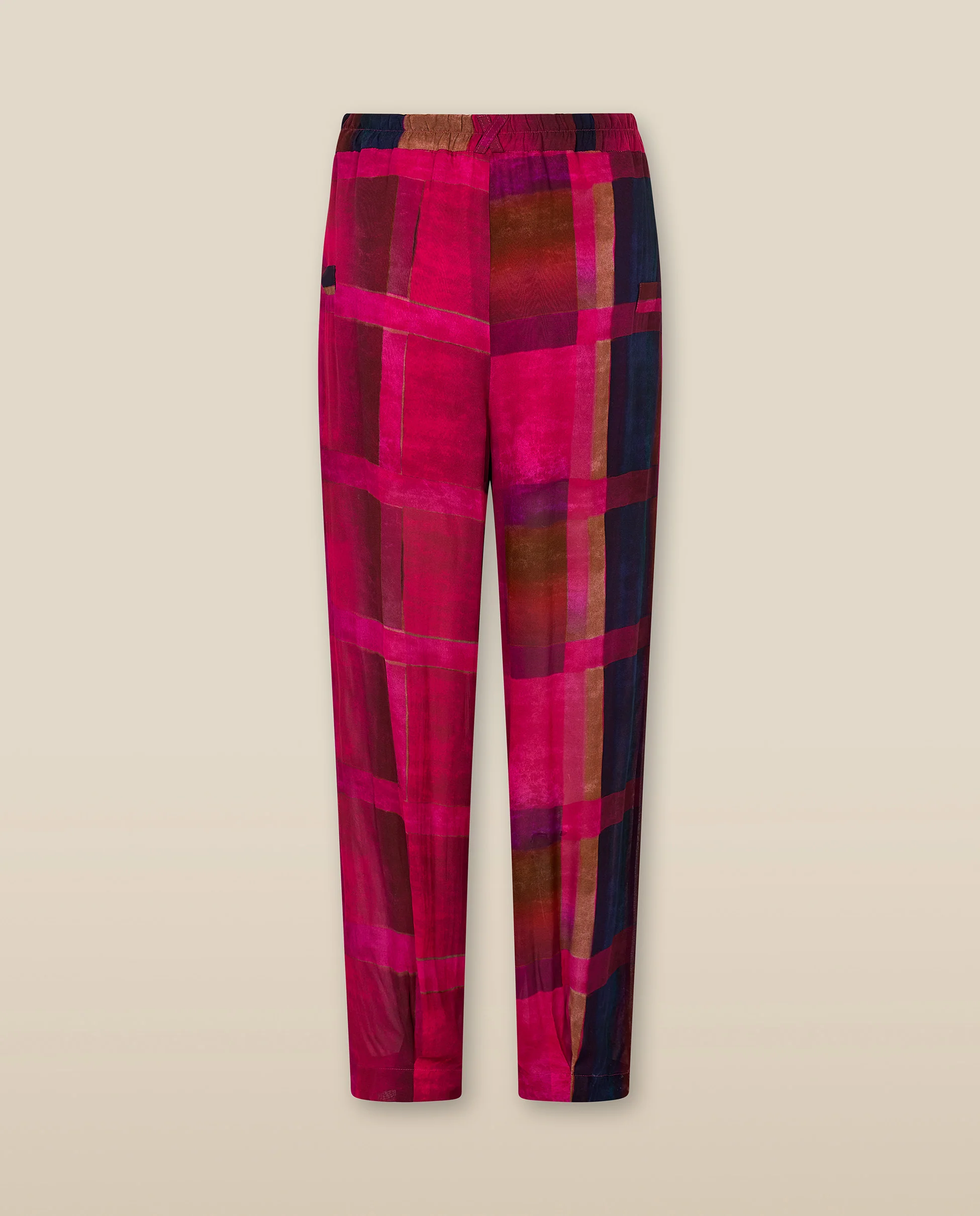 ESHANA | Fuchsia Pink Sheer Tapered Trousers - Image 6
