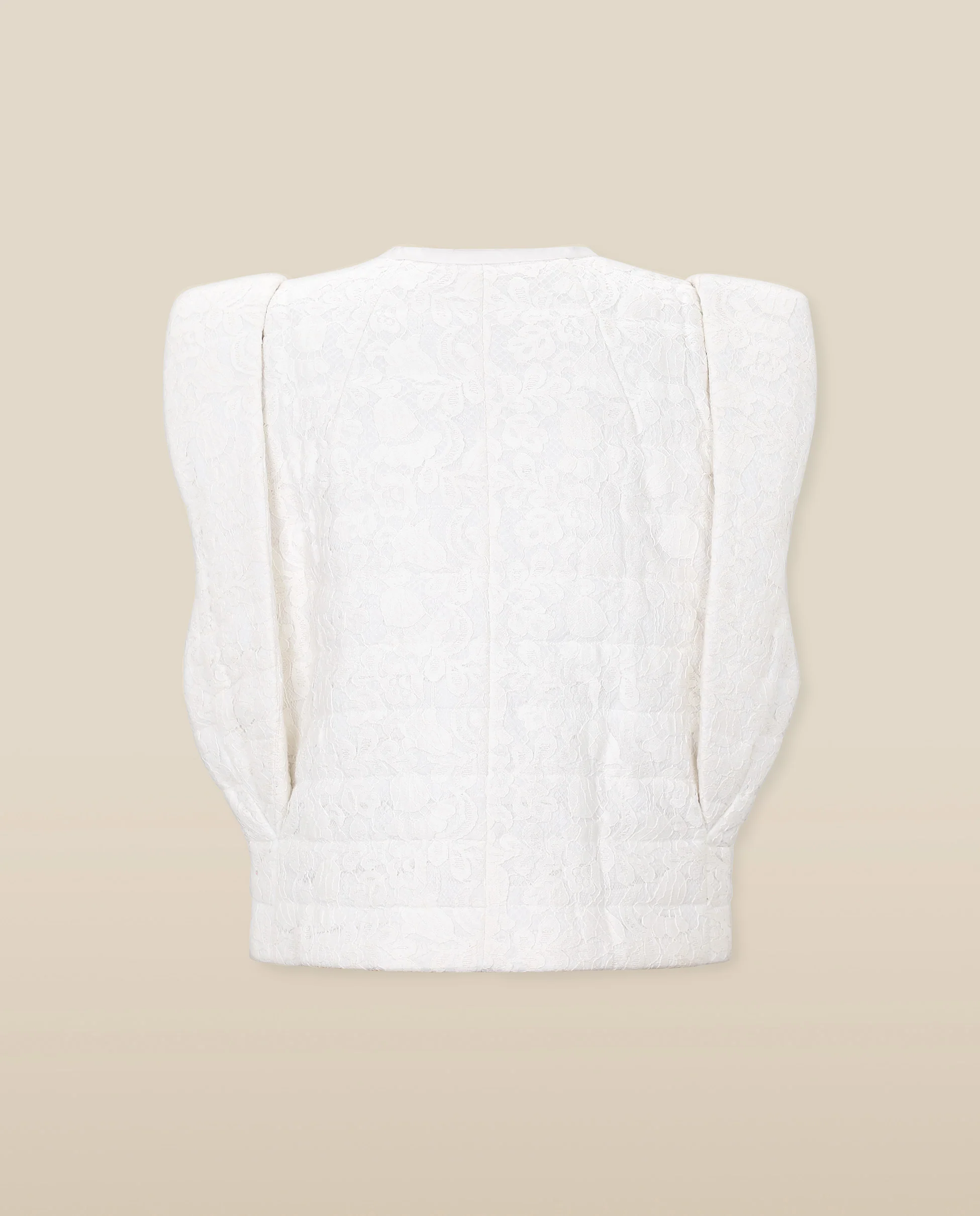 FATIMA | White Embroidered Structured Cotton Vest - Image 5