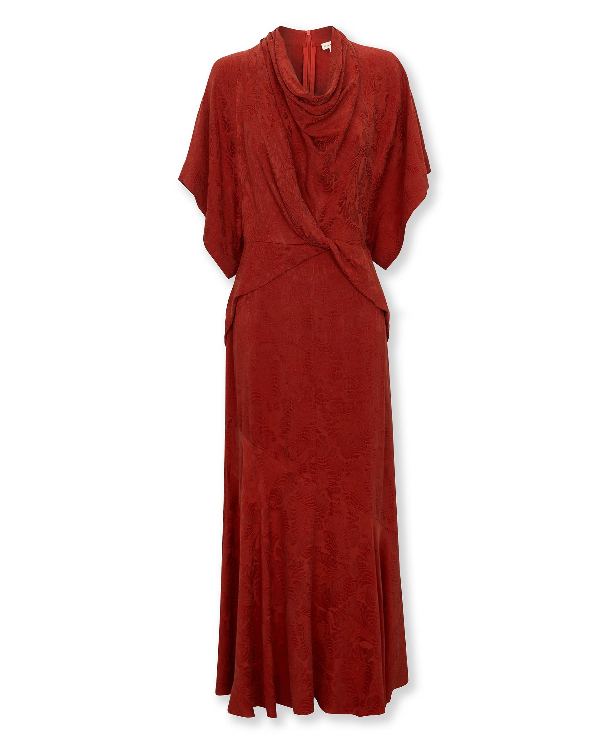 FLAVIANA | Rust Tonal Jacquard Dress - Image 6