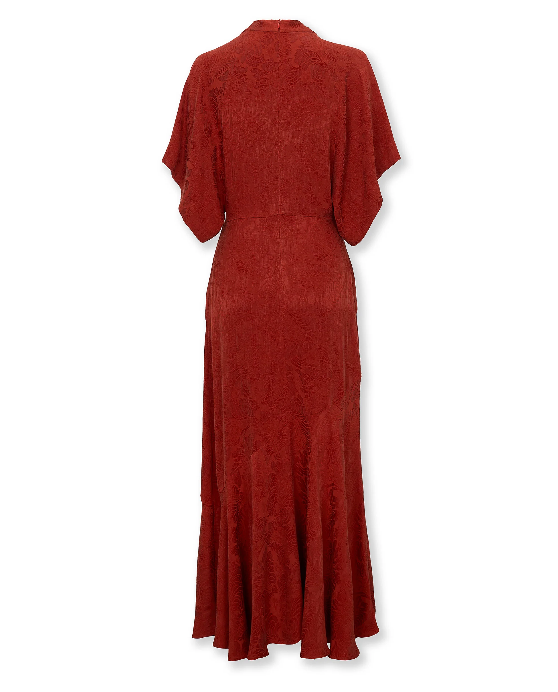 FLAVIANA | Rust Tonal Jacquard Dress - Image 7