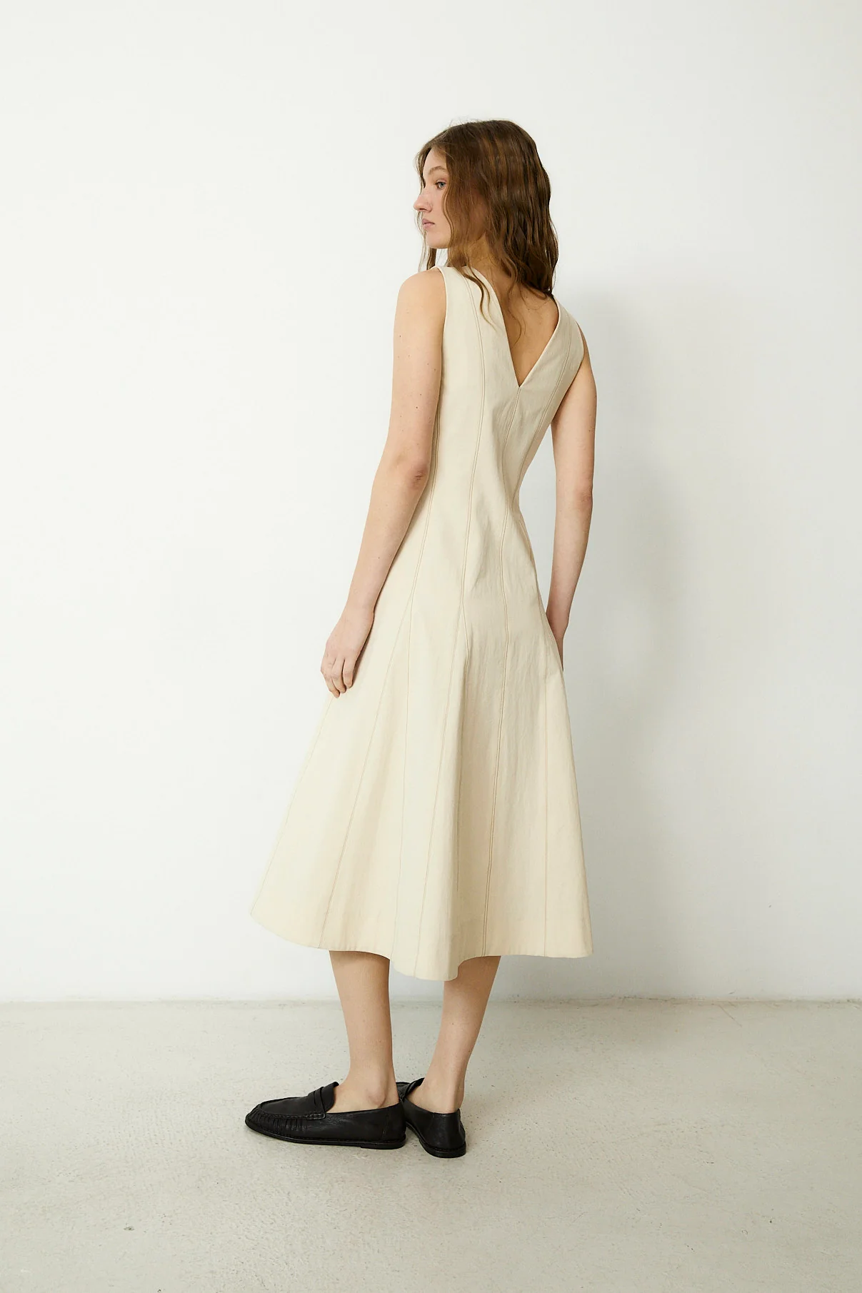 FRILLY | Beige Cotton Blend Midi Dress - Image 3
