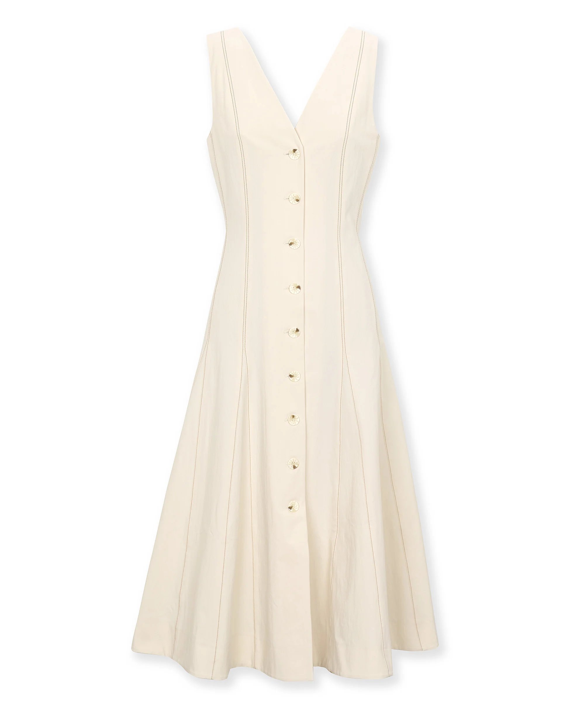 FRILLY | Beige Cotton Blend Midi Dress - Image 4