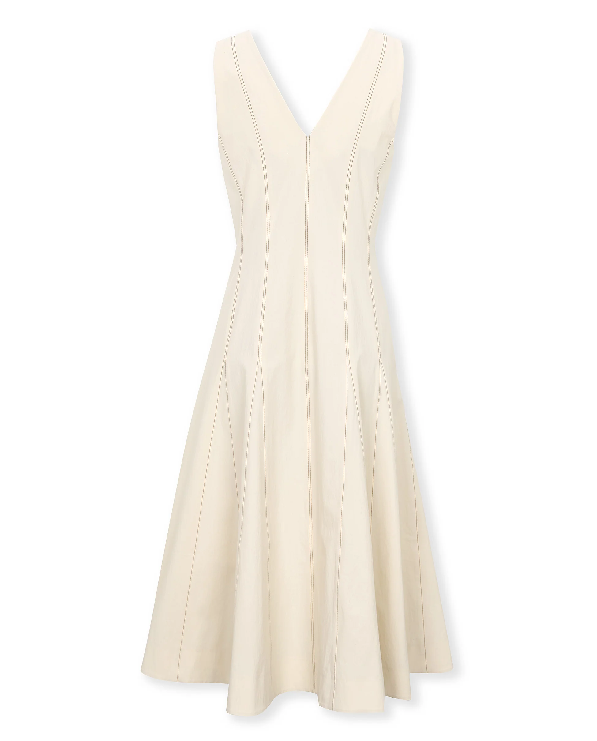 FRILLY | Beige Cotton Blend Midi Dress - Image 5