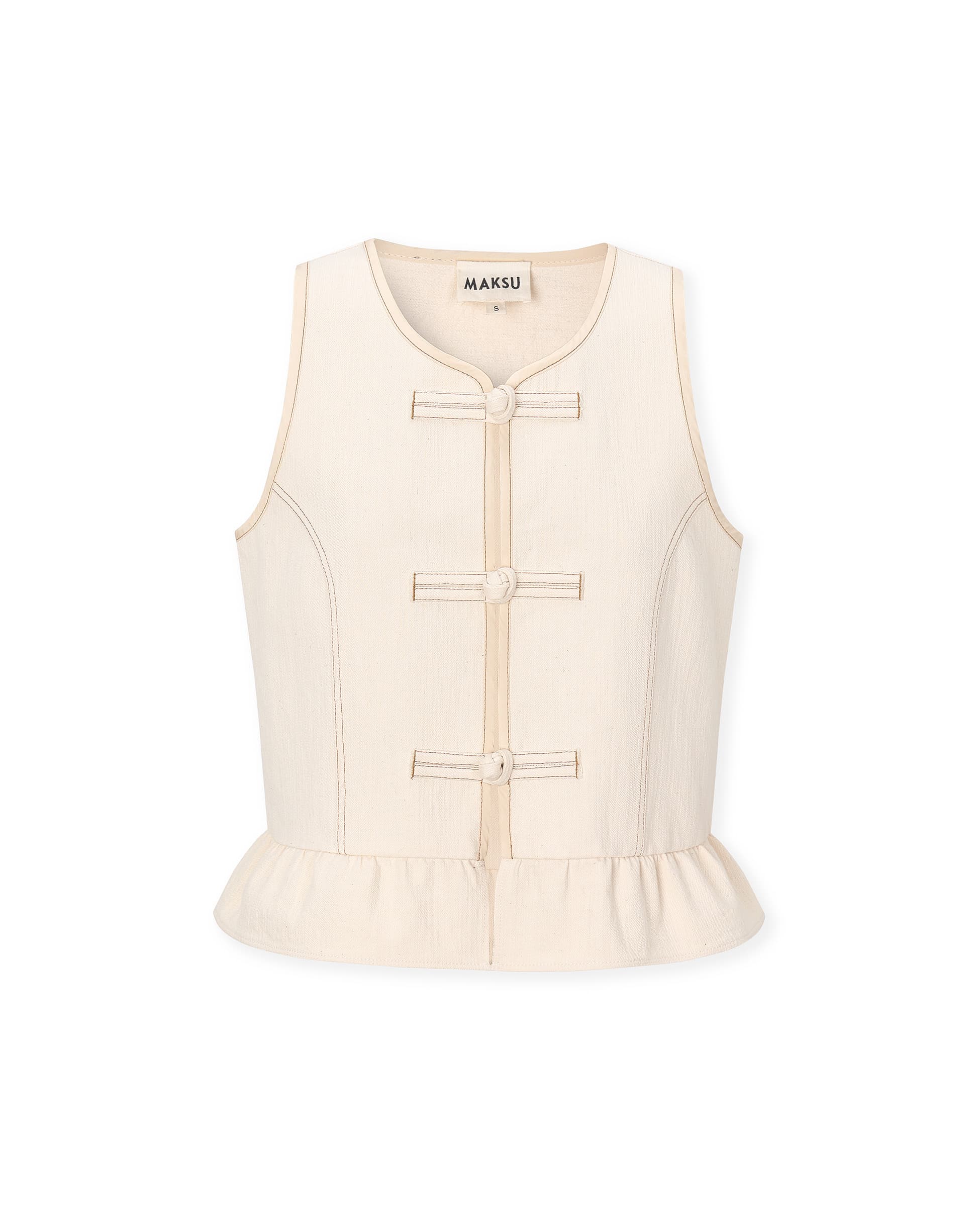 FRILLY | Ecru Cotton Linen Vest - Image 6