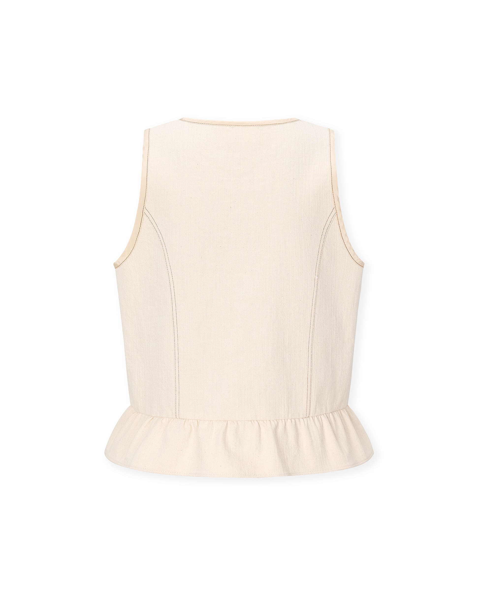 FRILLY | Ecru Cotton Linen Vest - Image 7