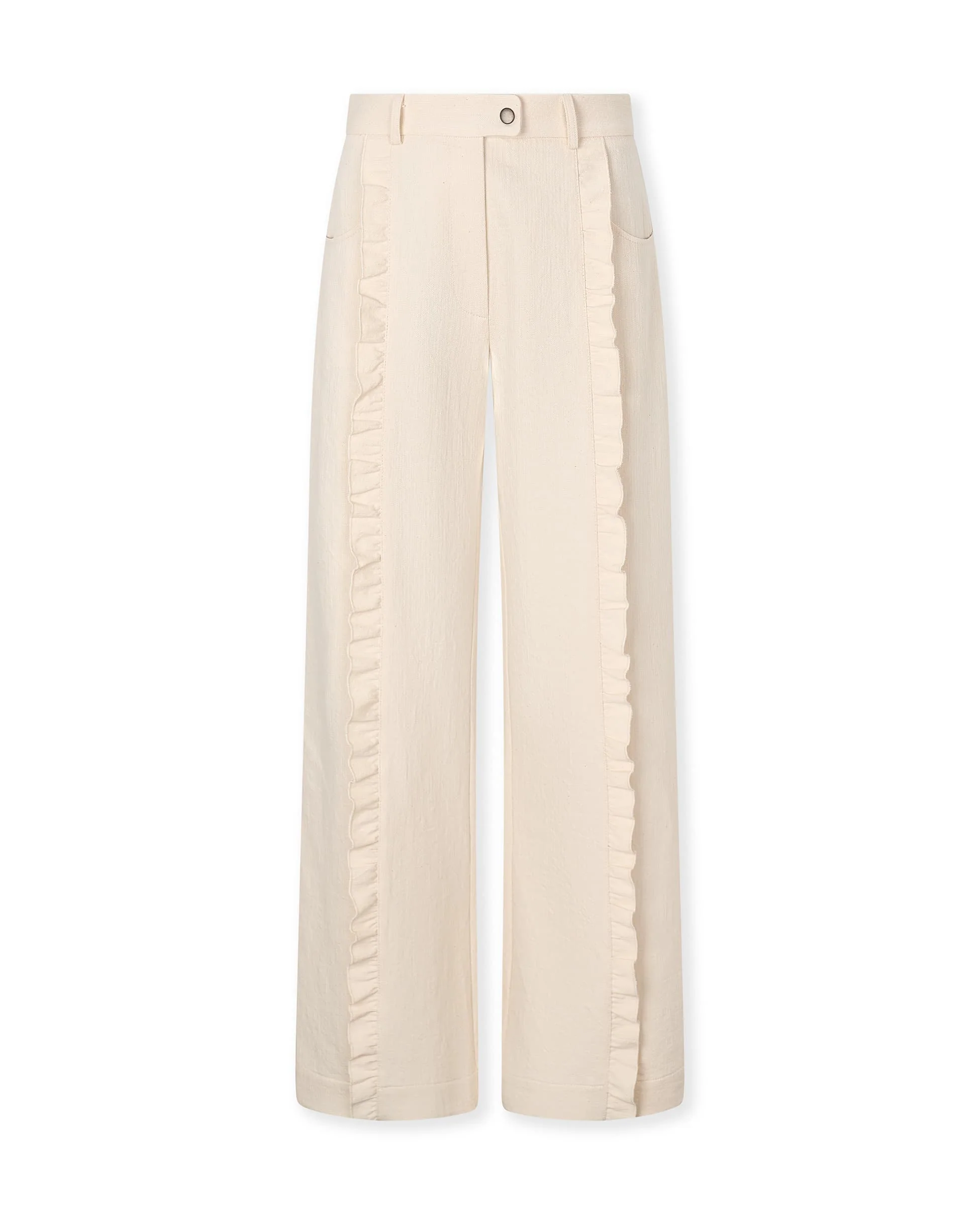 FRILLY | Ecru Italian Cotton Linen Trousers - Image 6