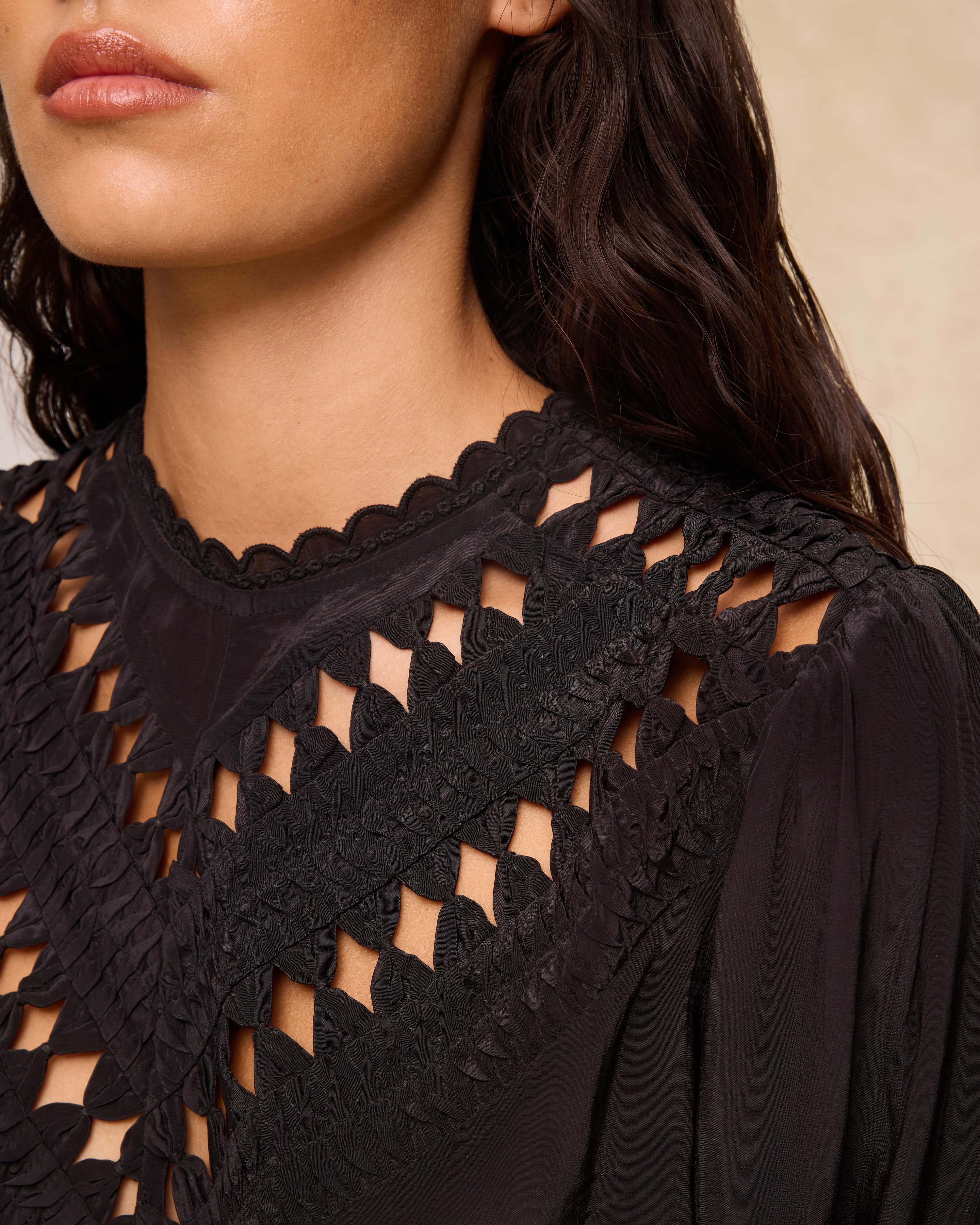 GARAM | Black Cutout Embroidered Blouse - Image 2