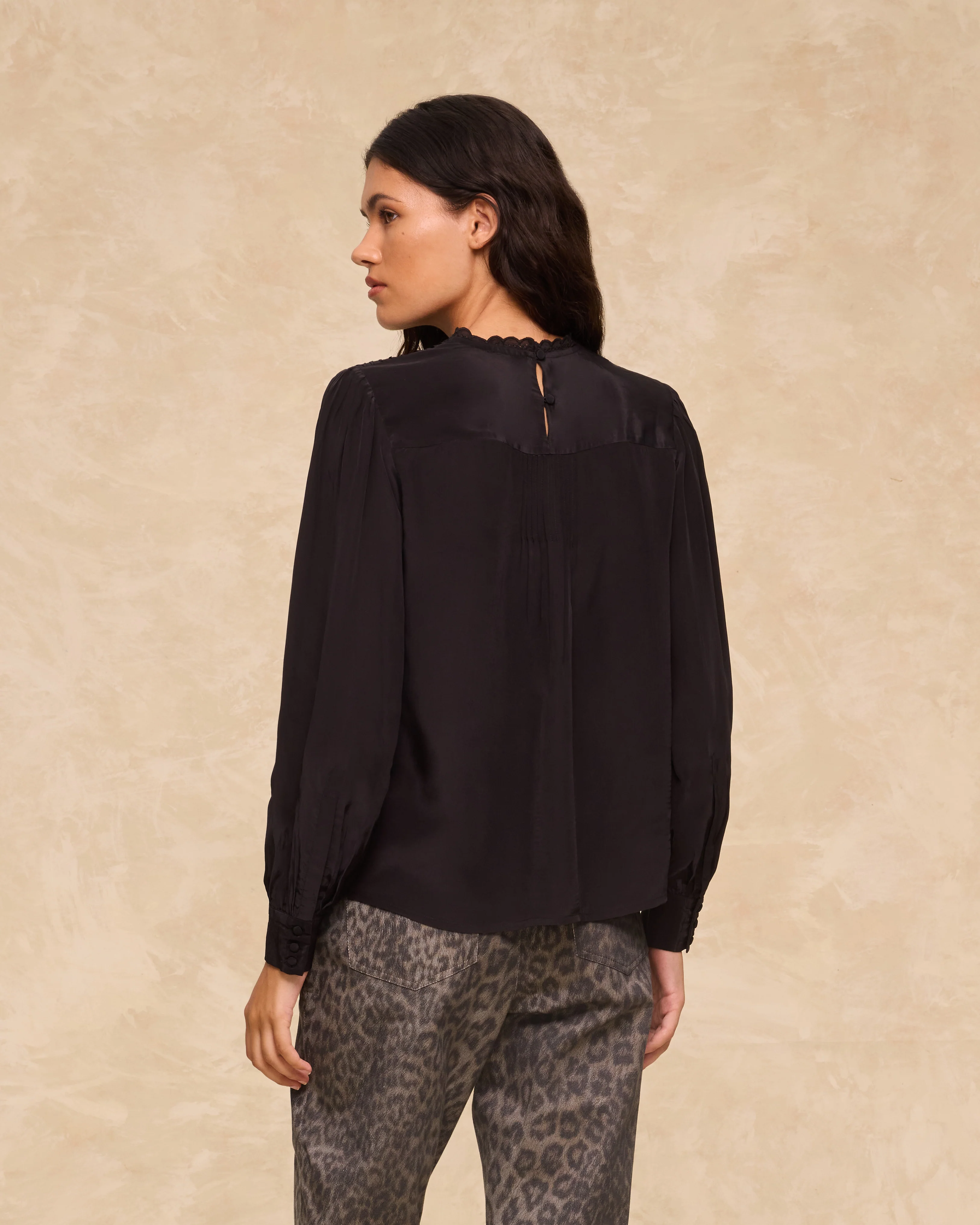 GARAM | Black Cutout Embroidered Blouse - Image 3