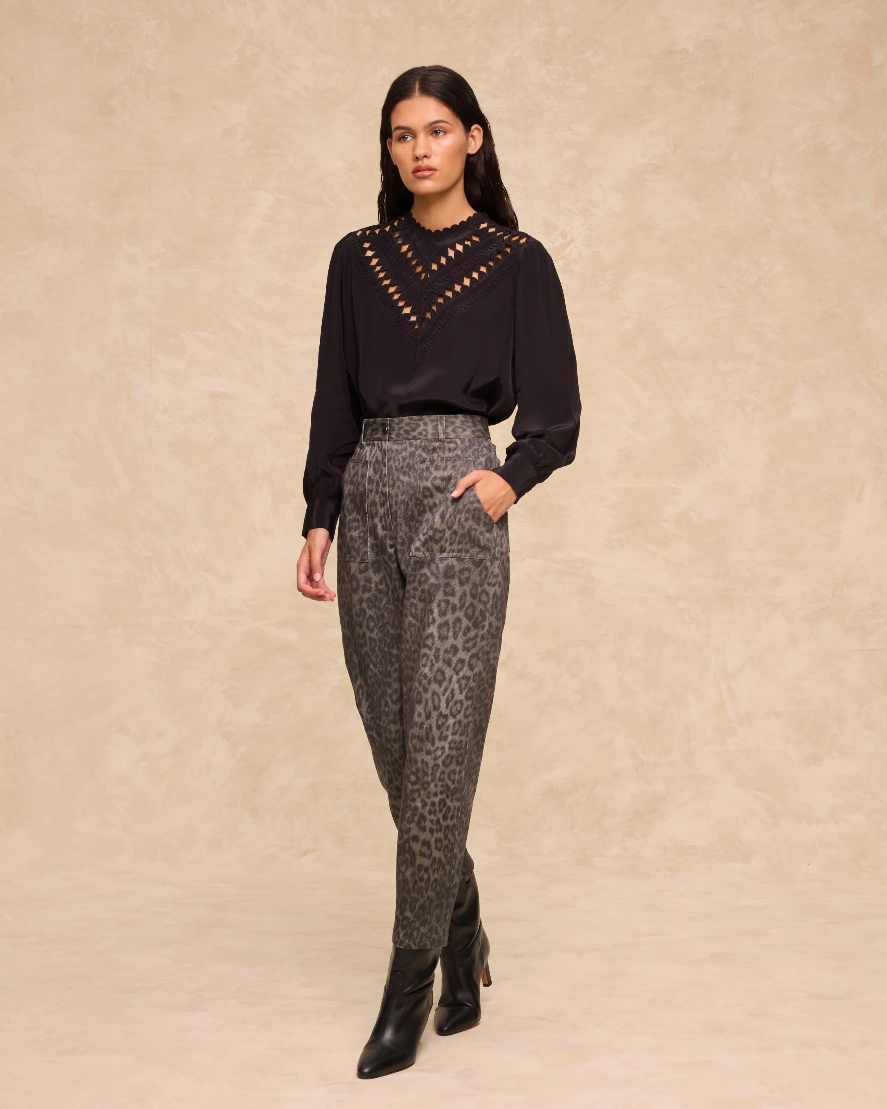 GARAM | Black Cutout Embroidered Blouse - Image 4