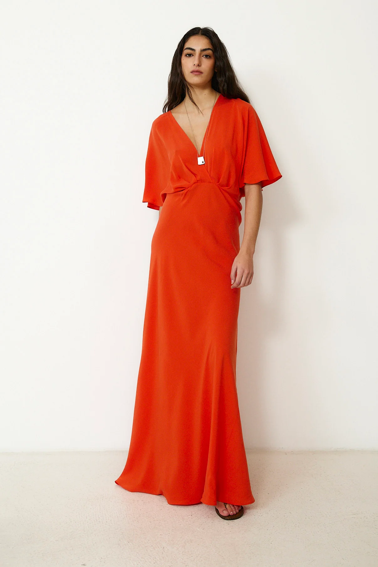 GINEVRA | Red Silk Midi Dress - Image 3