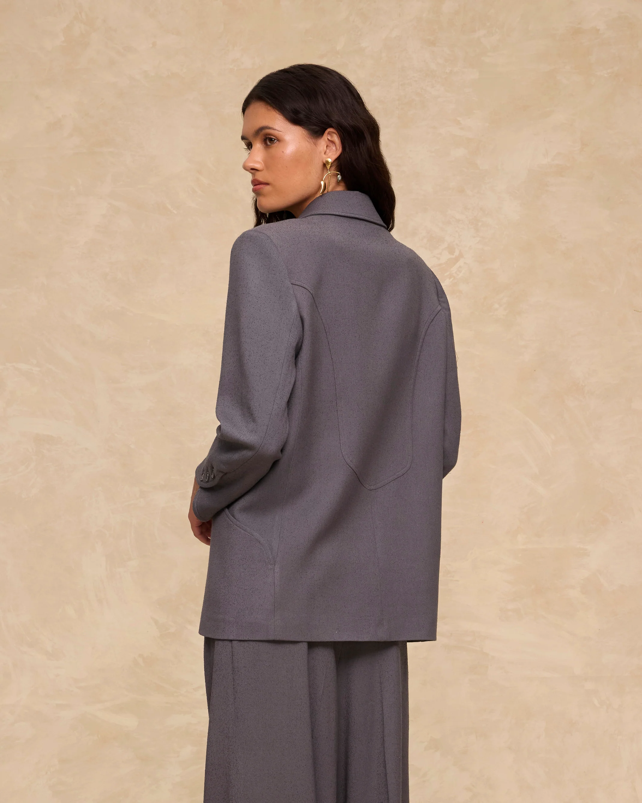 GIOVANA | Dark Grey Wool-Blend Structured Blazer - Image 5