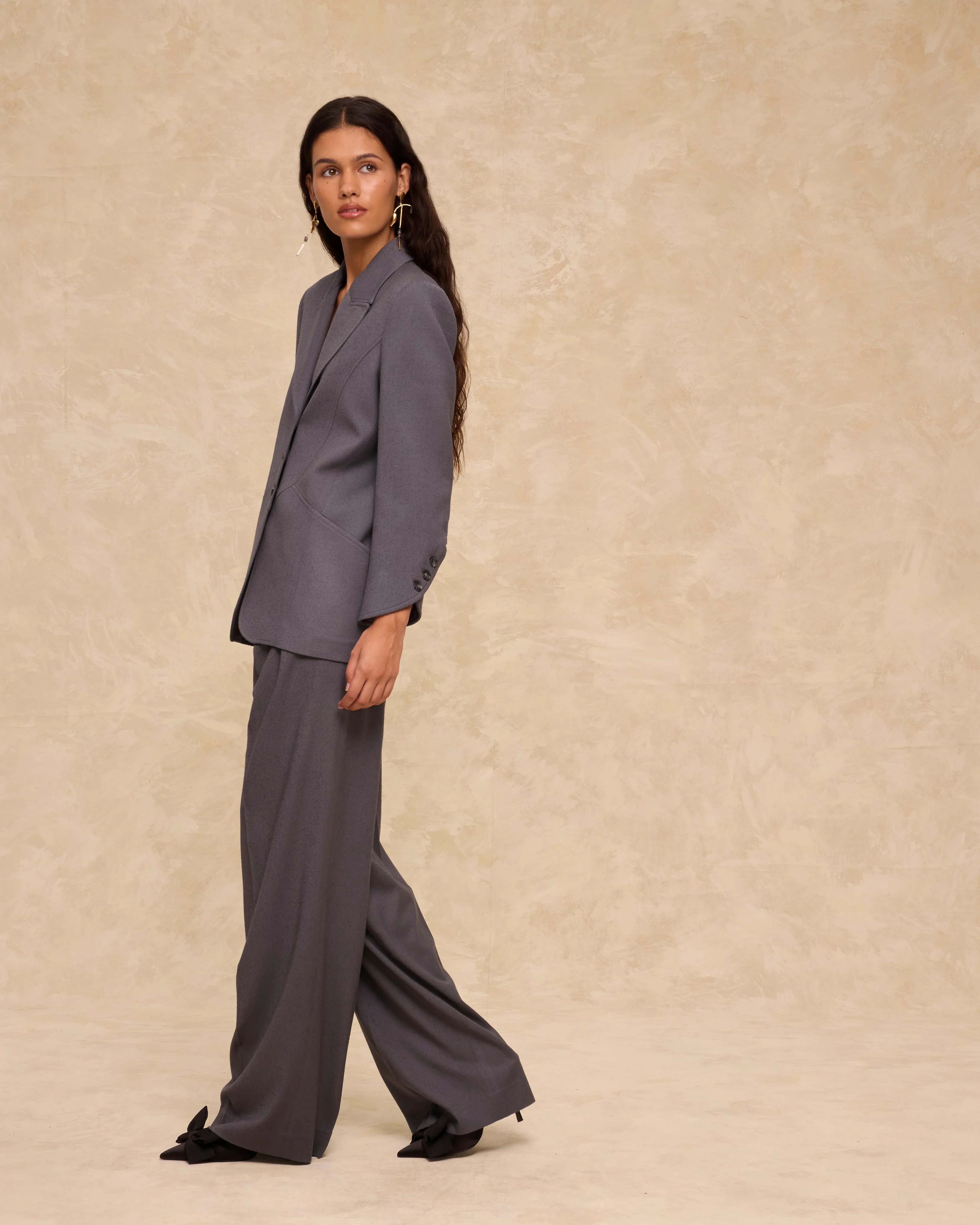 GIOVANA | Dark Grey Wool-Blend Tailored Trousers - Image 5