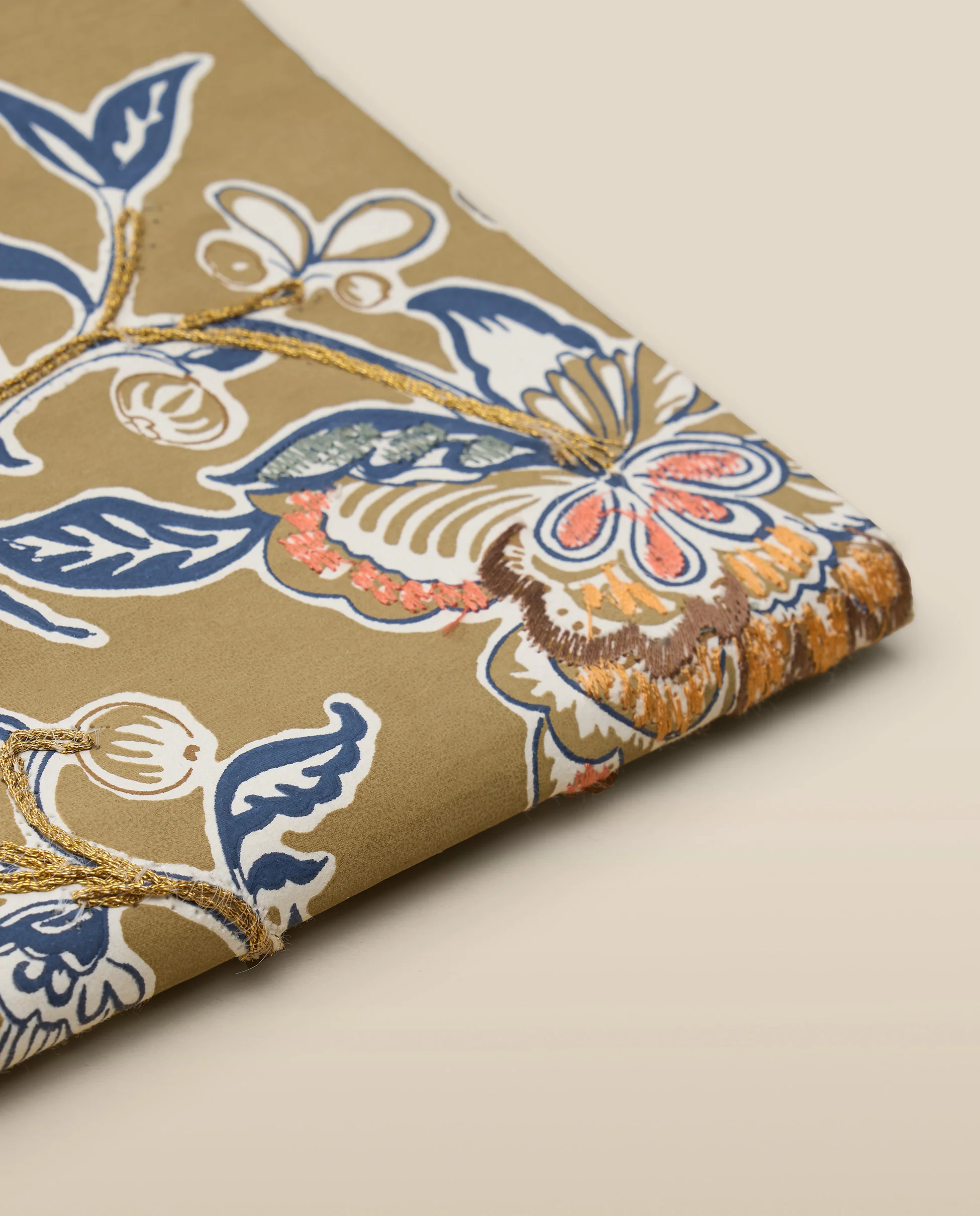 Antique Gold Floral Embroidered Softbound Journal - Image 4