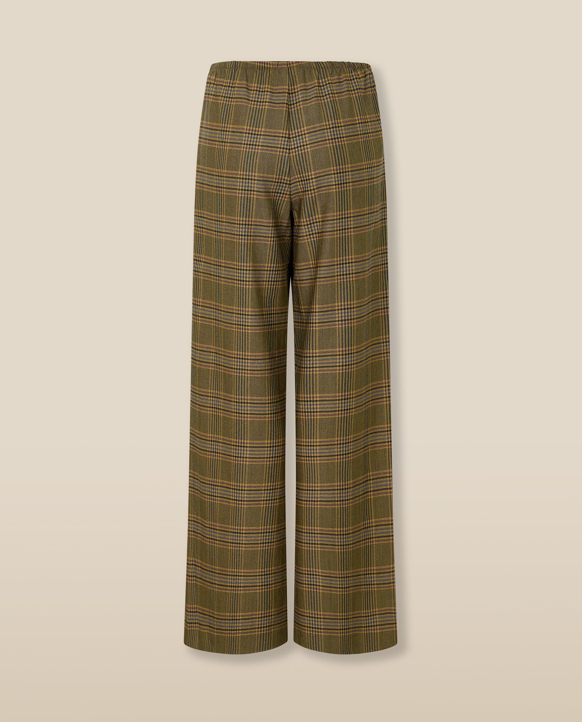 HENRY | Mustard Check Wide-Leg Trousers - Image 7