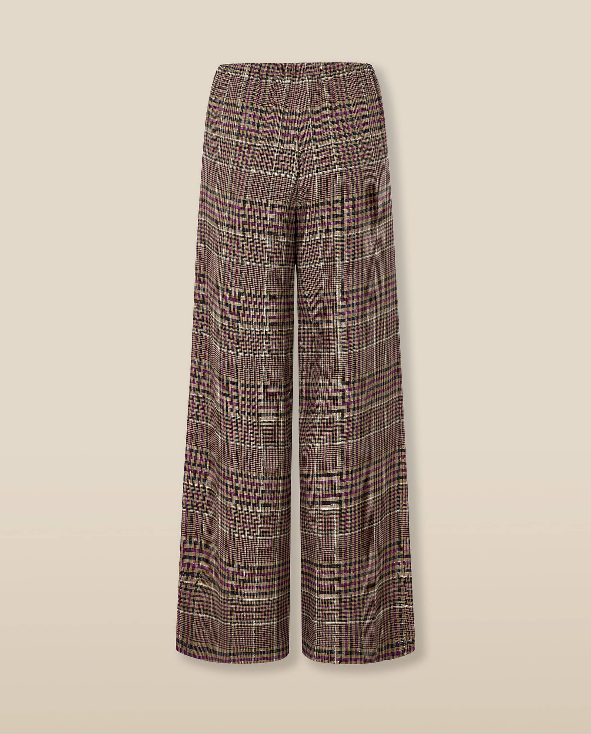 HENRY | Purple Check Wide-Leg Trousers - Image 6