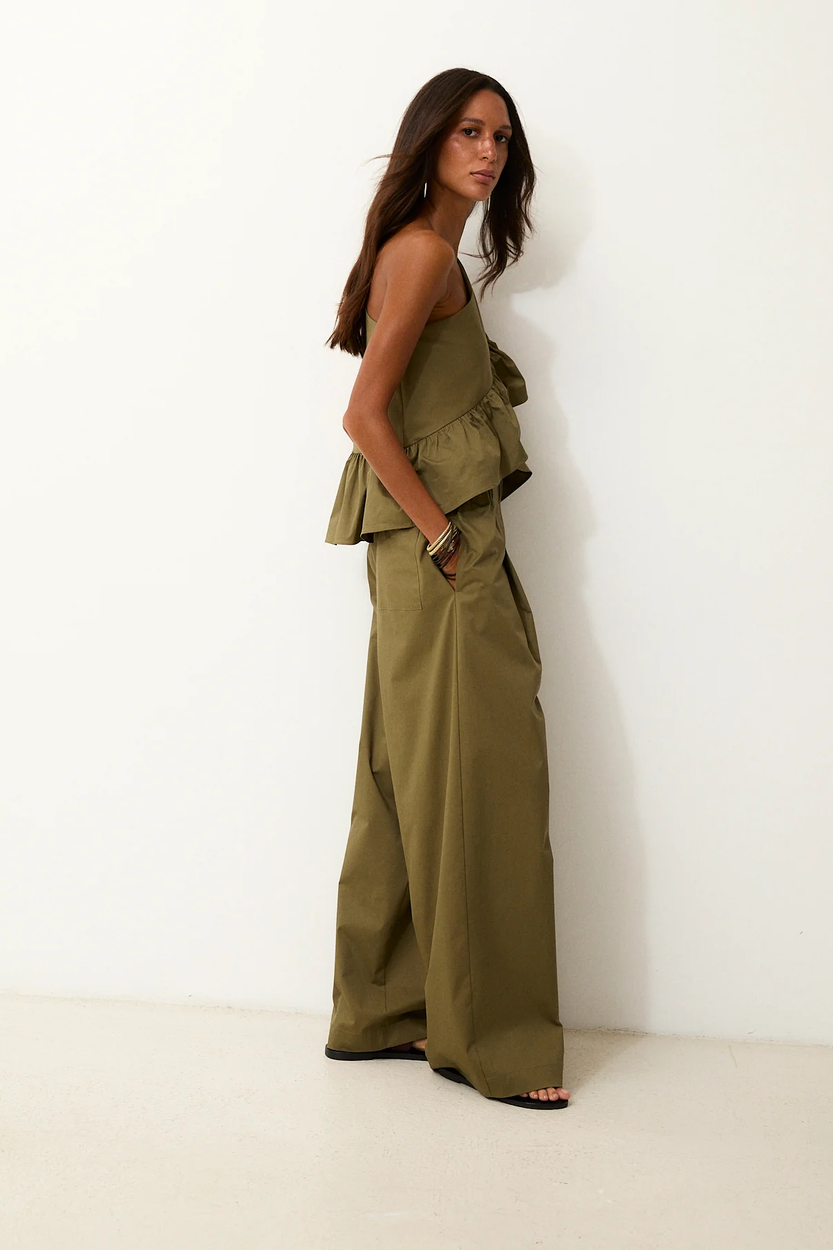 HERA | Khaki Cotton Poplin Top - Image 4