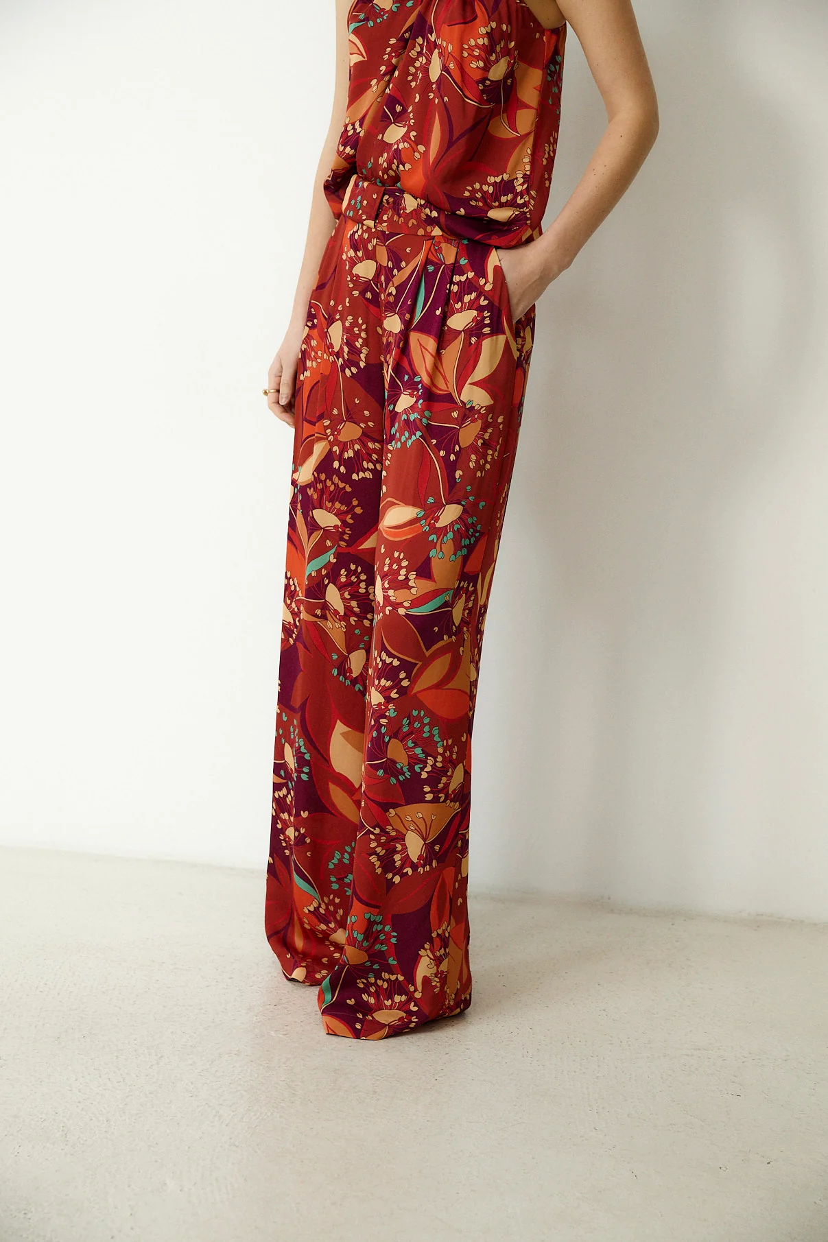 JOHANA | Red Floral Trousers - Image 4