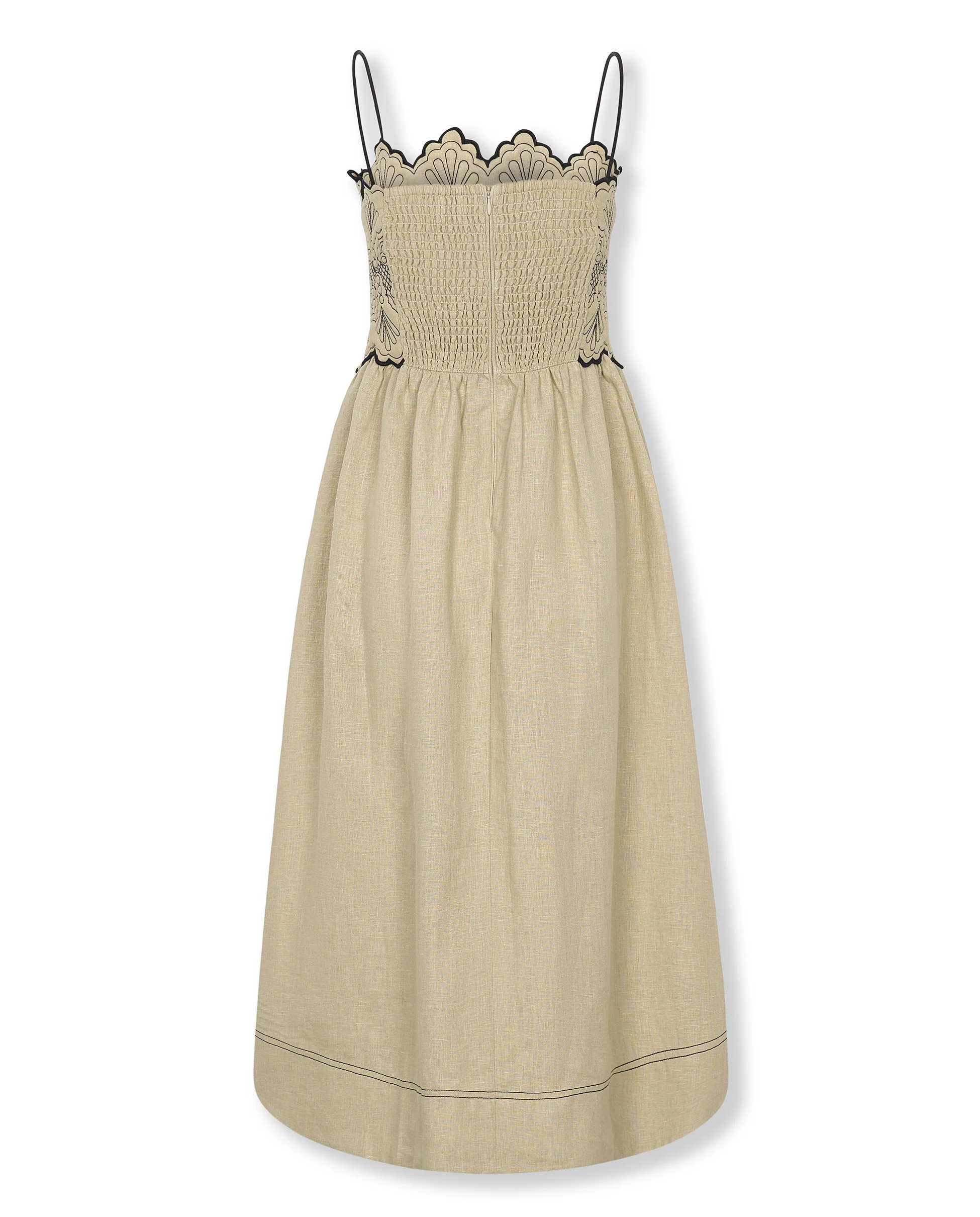 JUNA | 100% Linen Ecru Midi Dress - Image 6