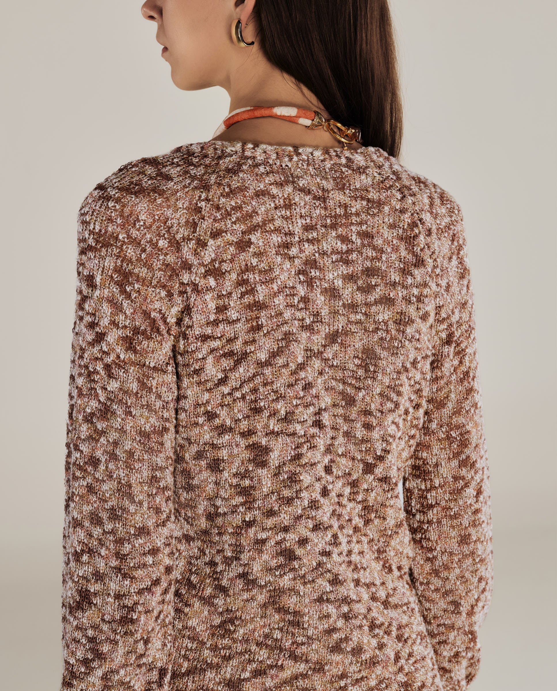 KIARA | Metallic Bronze Relaxed Cotton Cardigan - Image 4