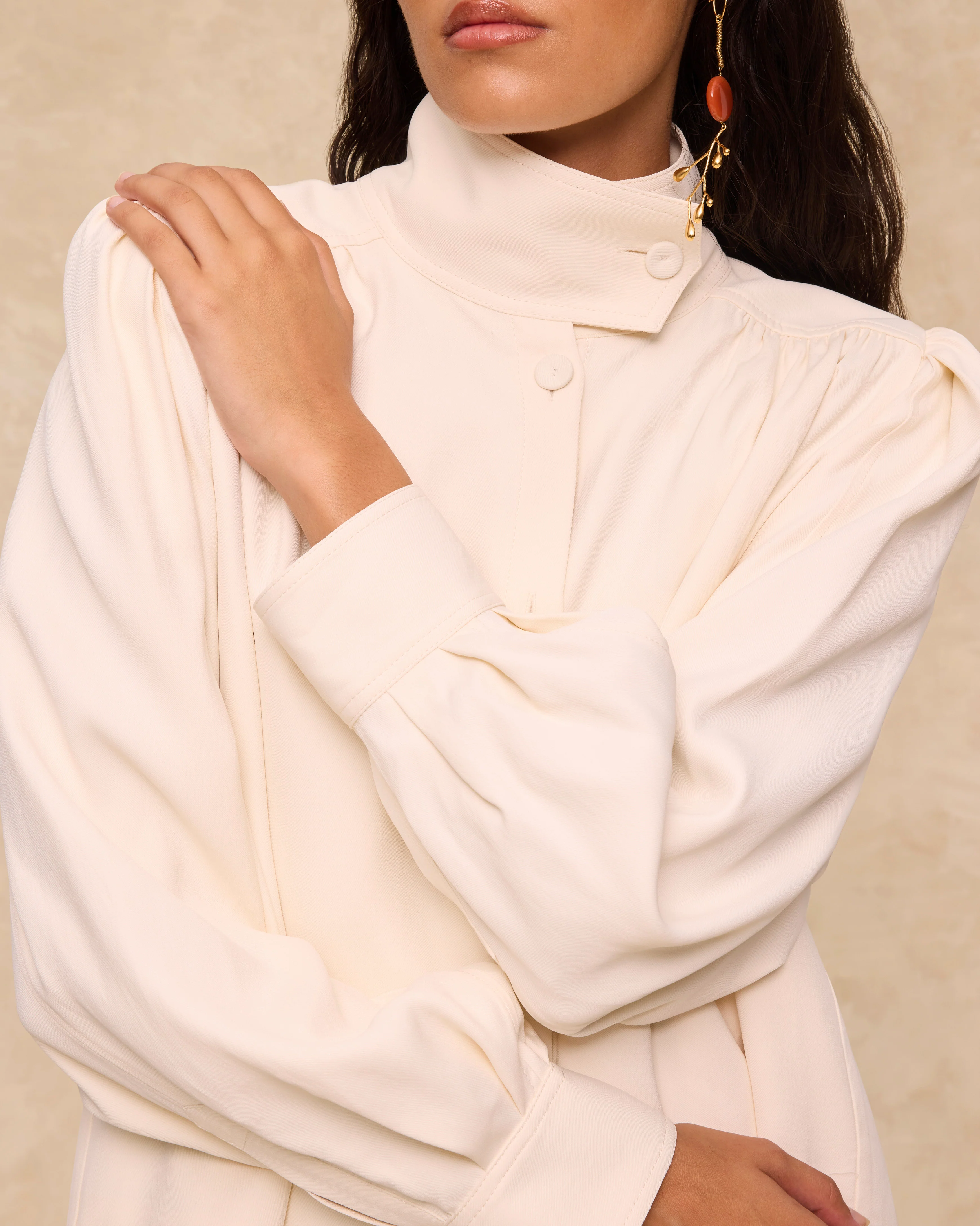 LEMON | Ecru High-Neck Jacket - Image 4
