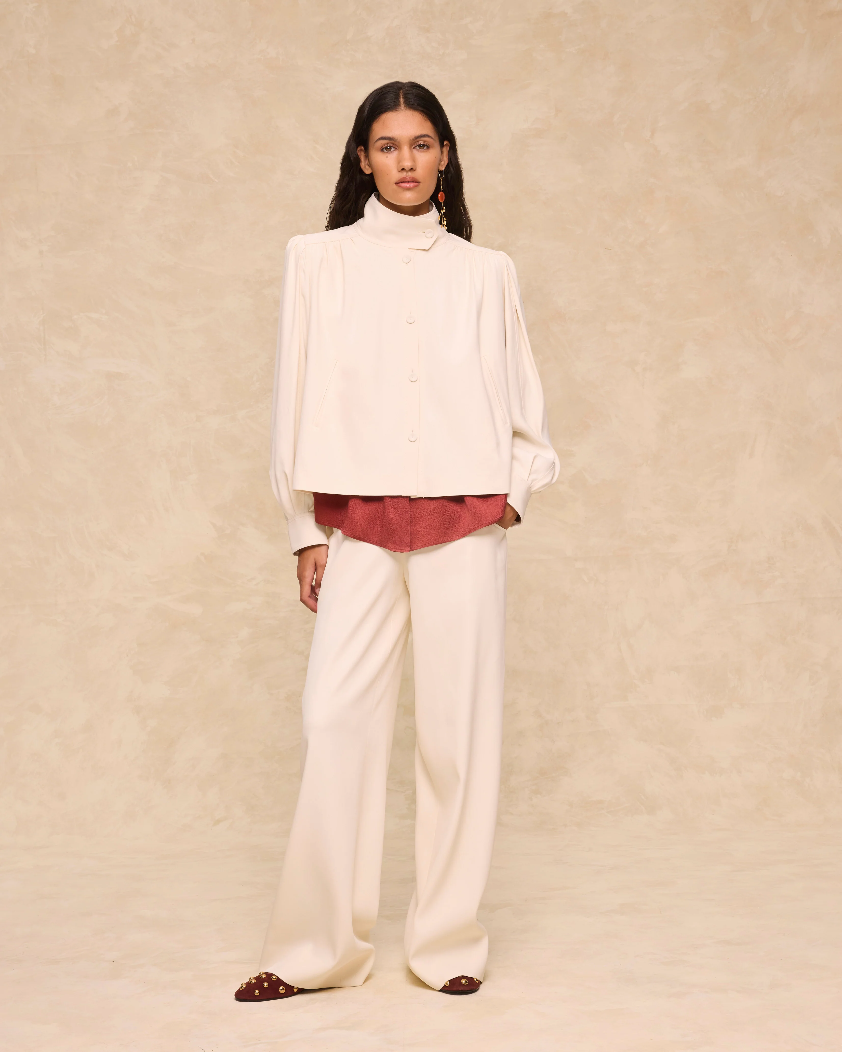 LEMON | Ecru Wide-Leg Tailored Trousers - Image 5