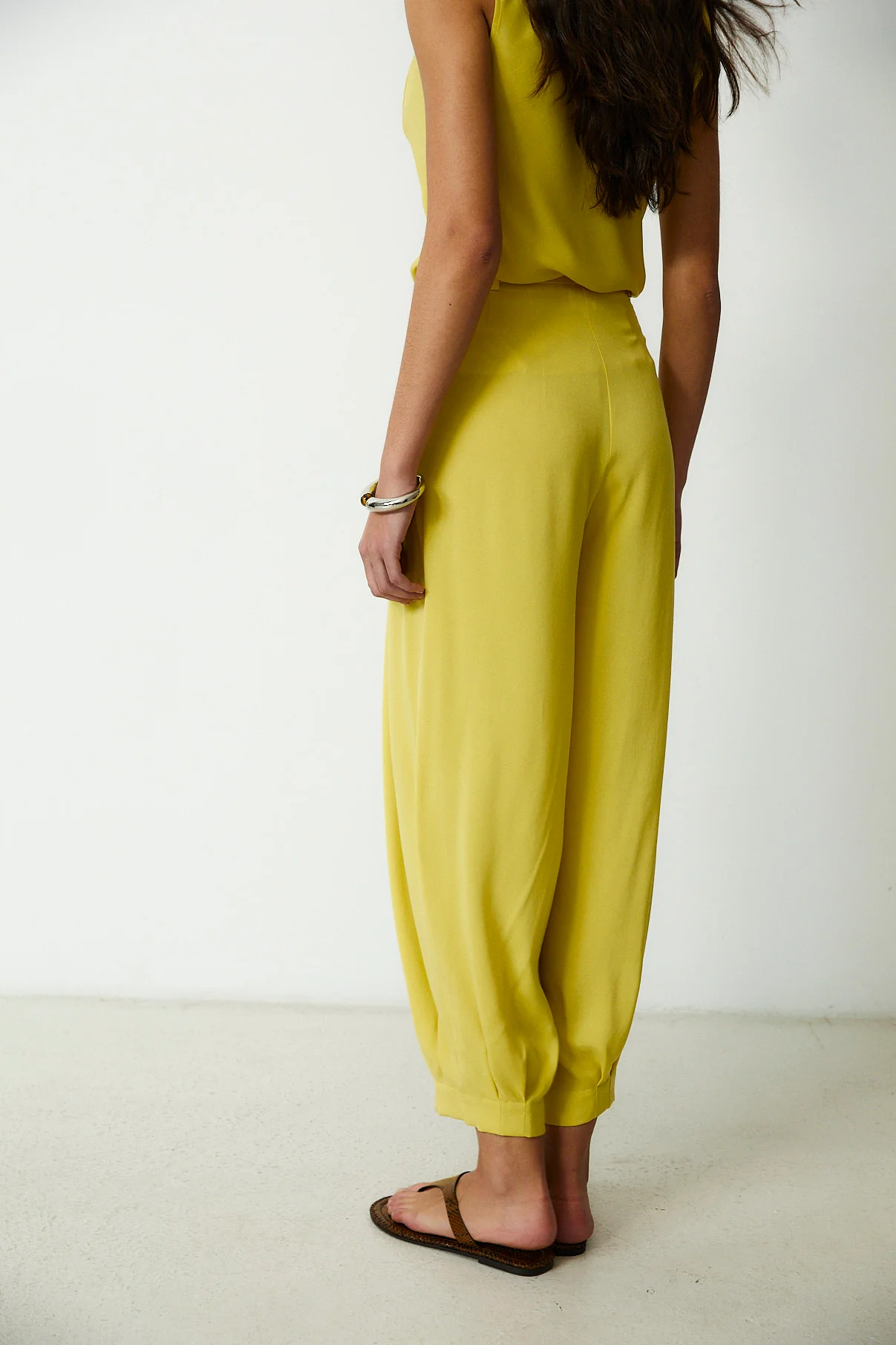 LEOPOLDA | 100% Silk Yellow Trousers - Image 2