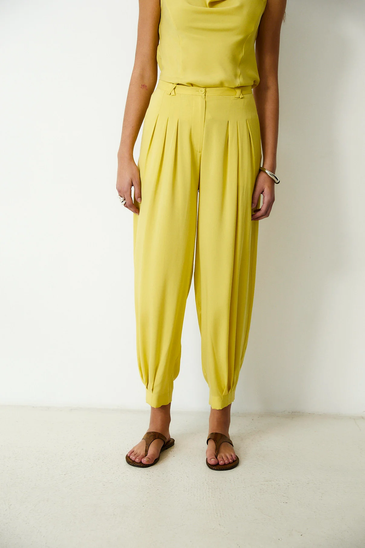 LEOPOLDA | 100% Silk Yellow Trousers - Image 4