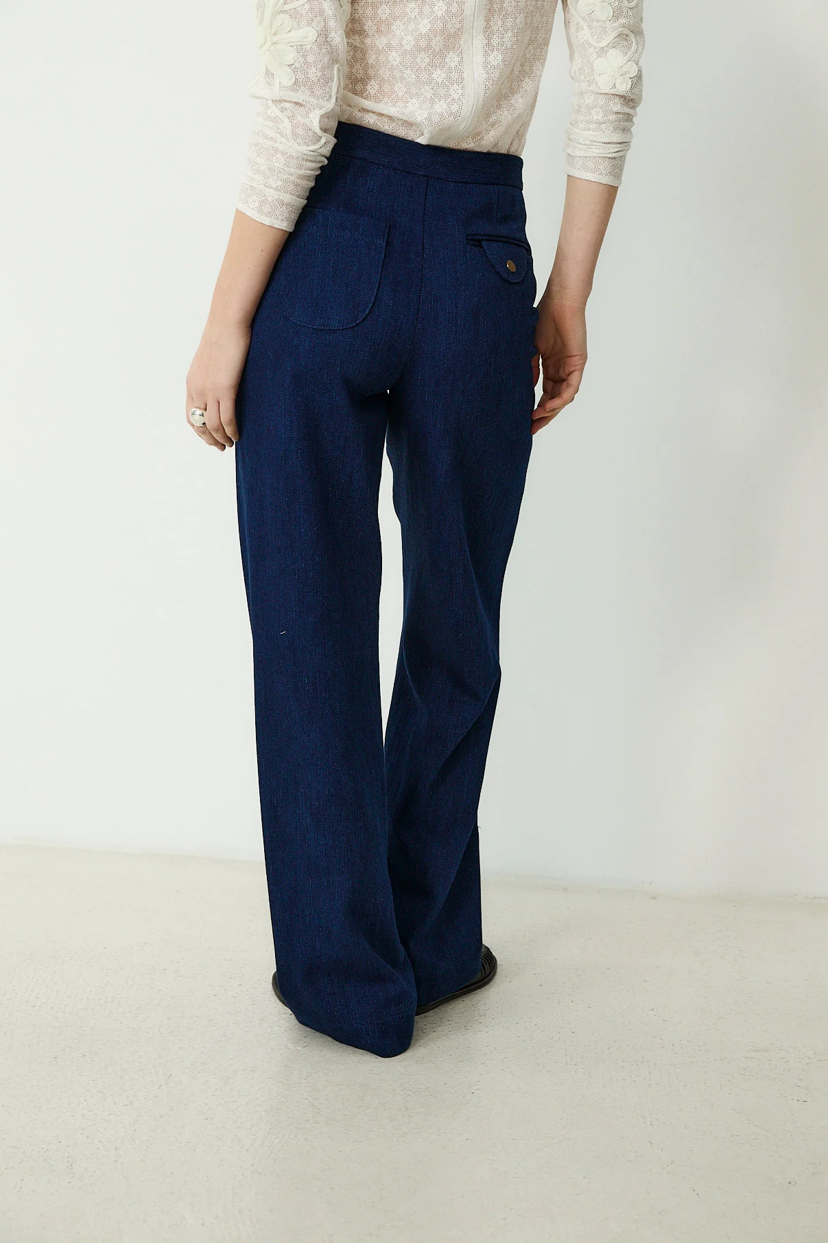 LEVI | Indigo High-Waisted Cotton Trousers - Image 3