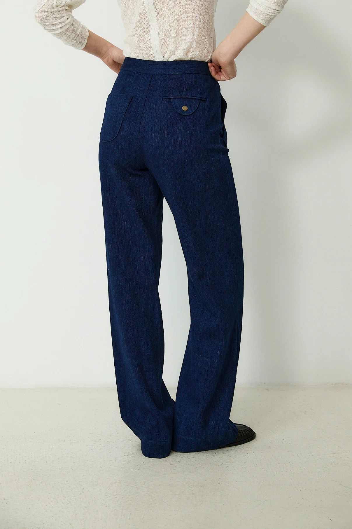 LEVI | Indigo High-Waisted Cotton Trousers - Image 5