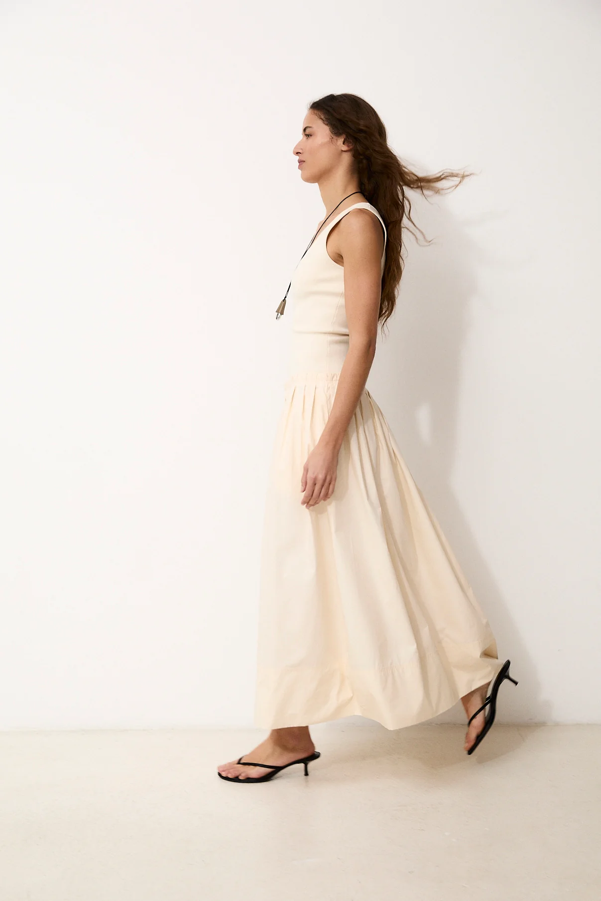 LINA | Knit and Cotton Ecru Dress - Image 4