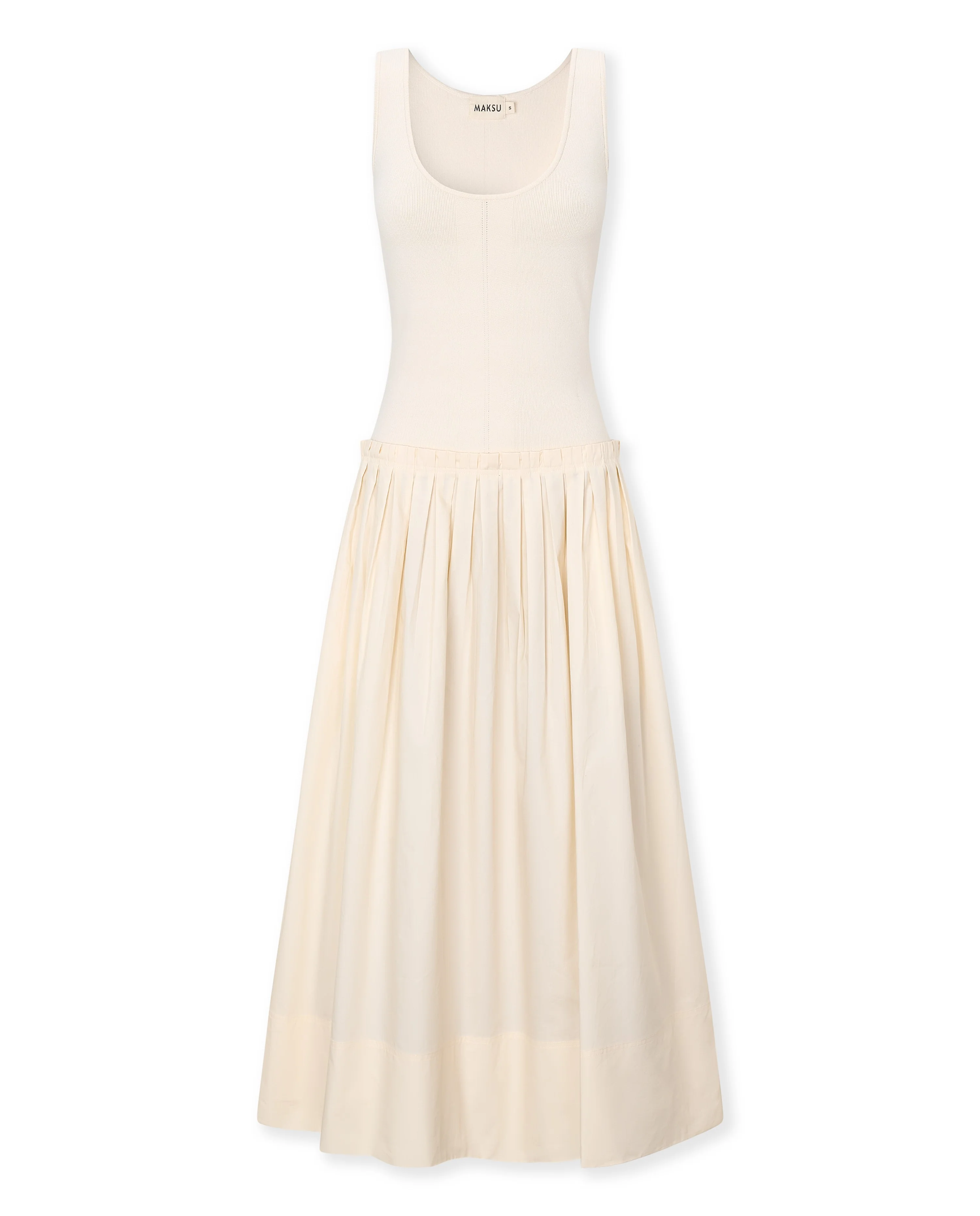 LINA | Knit and Cotton Ecru Dress - Image 6