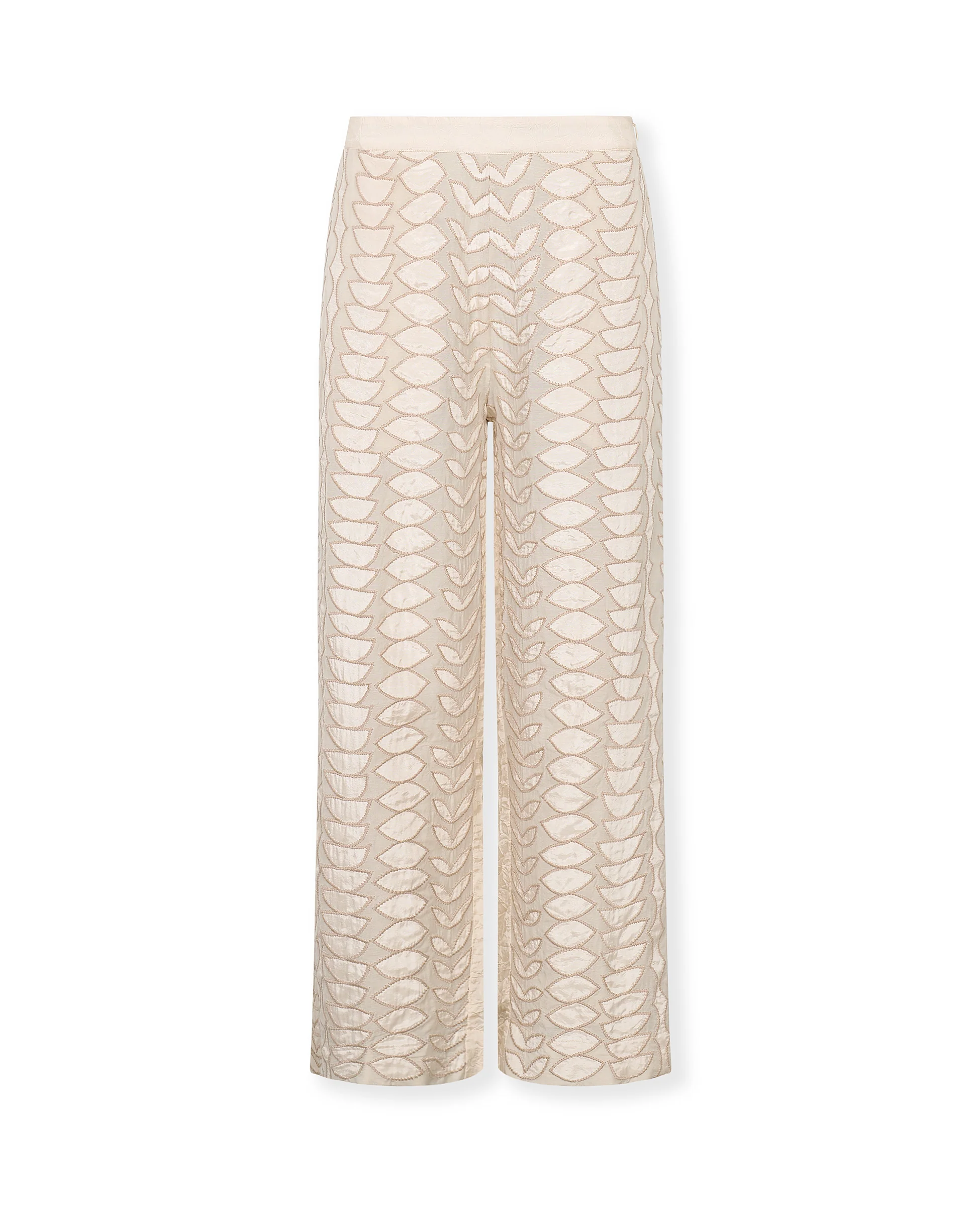 LOUISE | Ecru Cotton Trousers with Hand Embroidery - Image 8