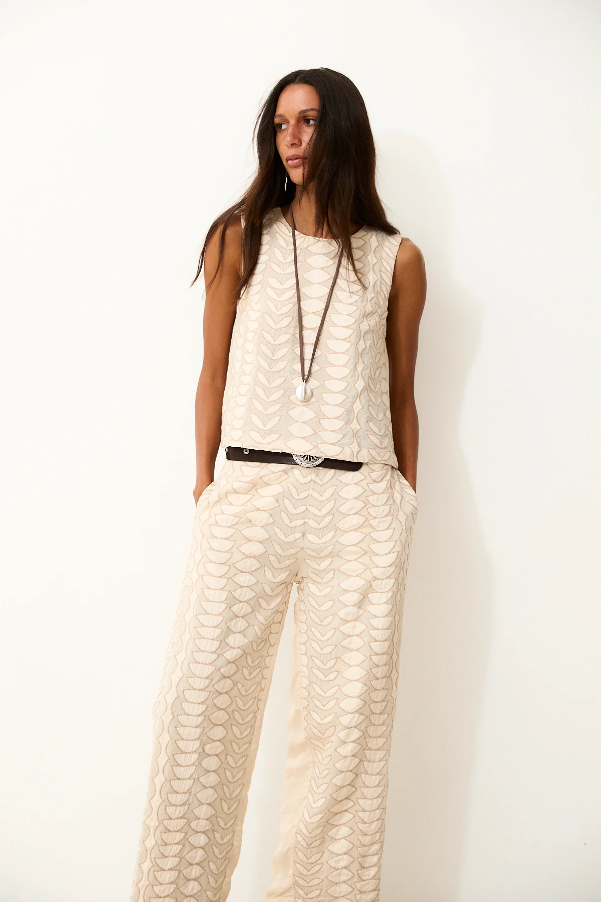 LOUISE | Ecru Cotton Top with Hand Embroidery - Image 3