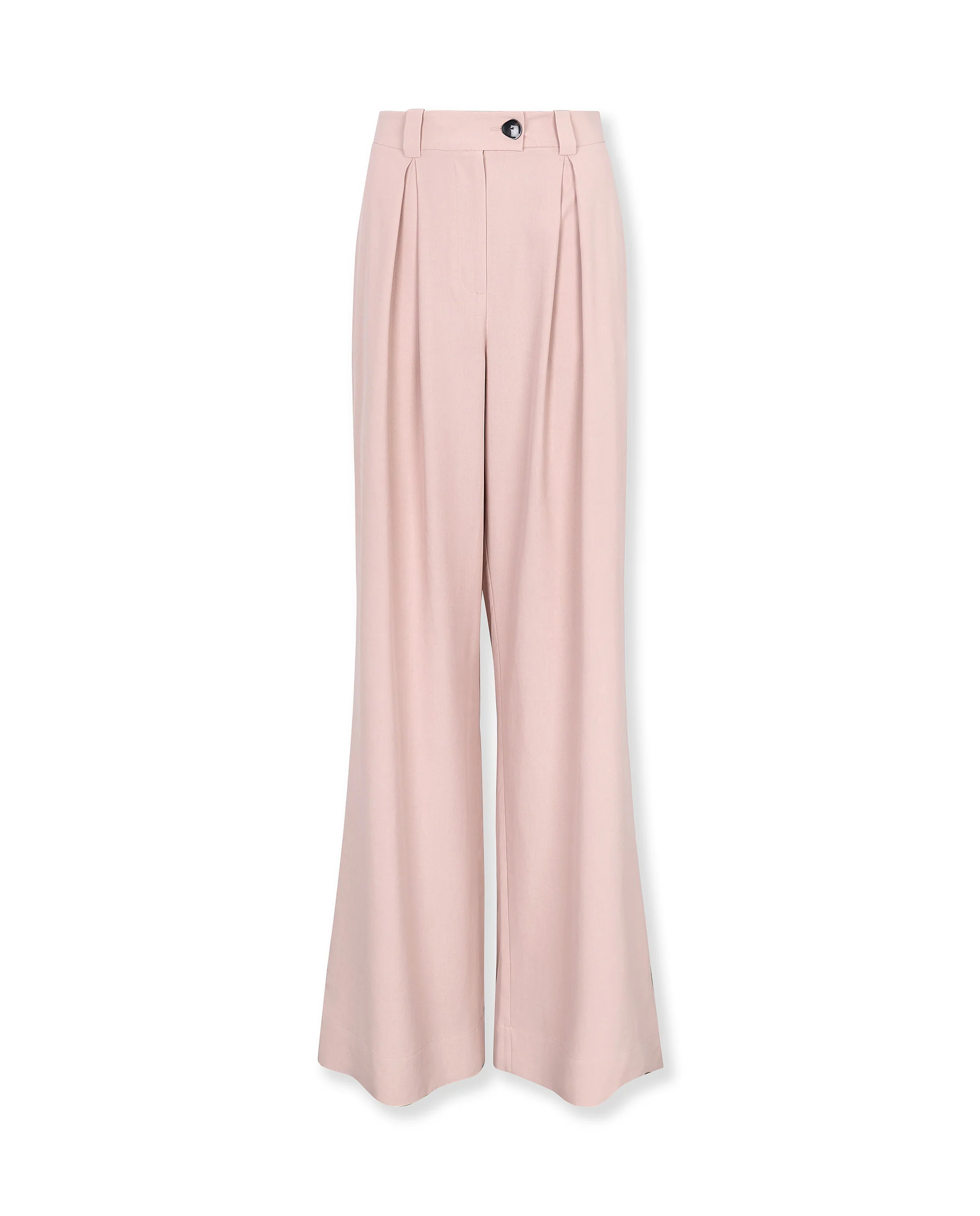 LOURDES | Light Pink Silk Wide Leg Trousers - Image 6